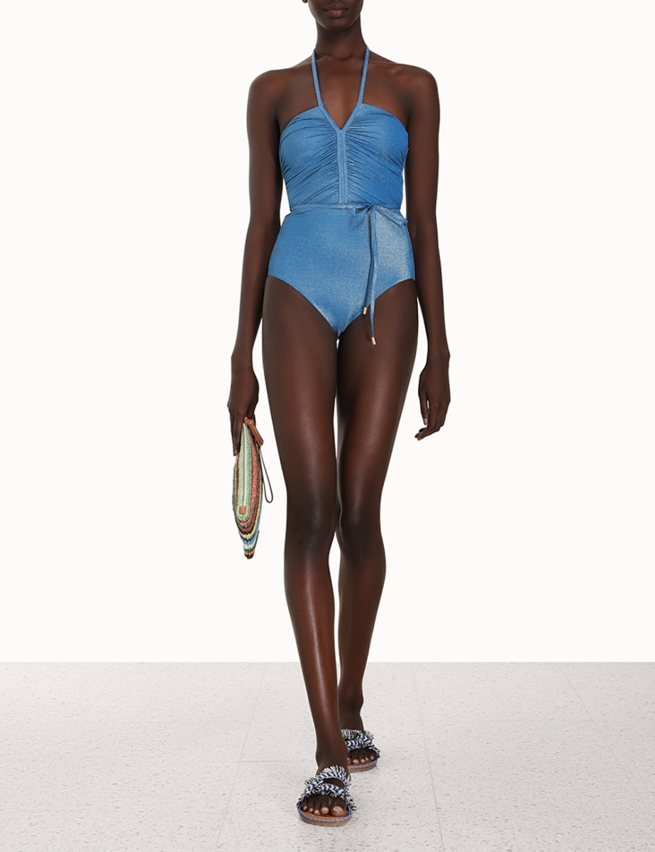 Raie Lurex Ruched Halter 1PC