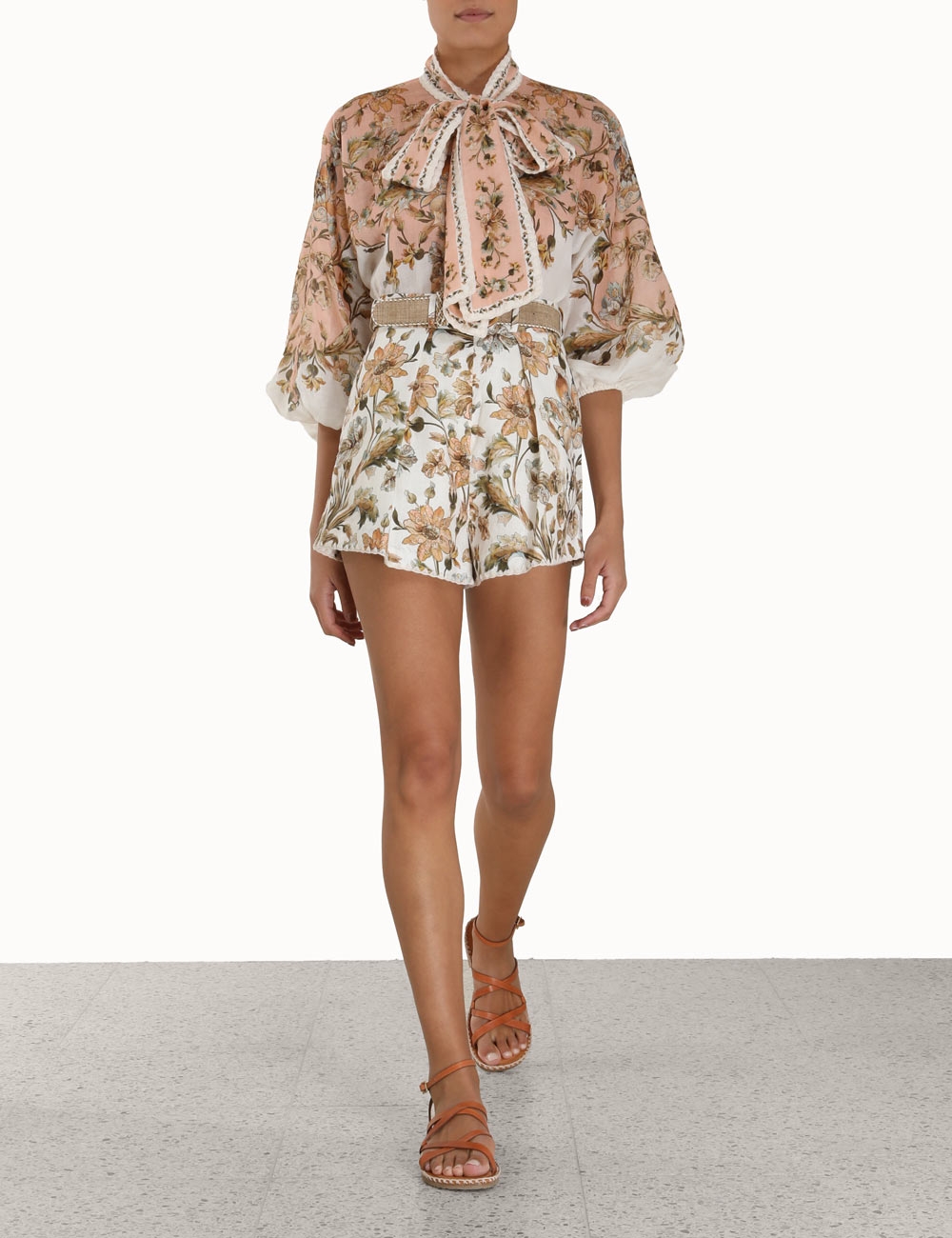 Chintz Tie Neck Blouse 