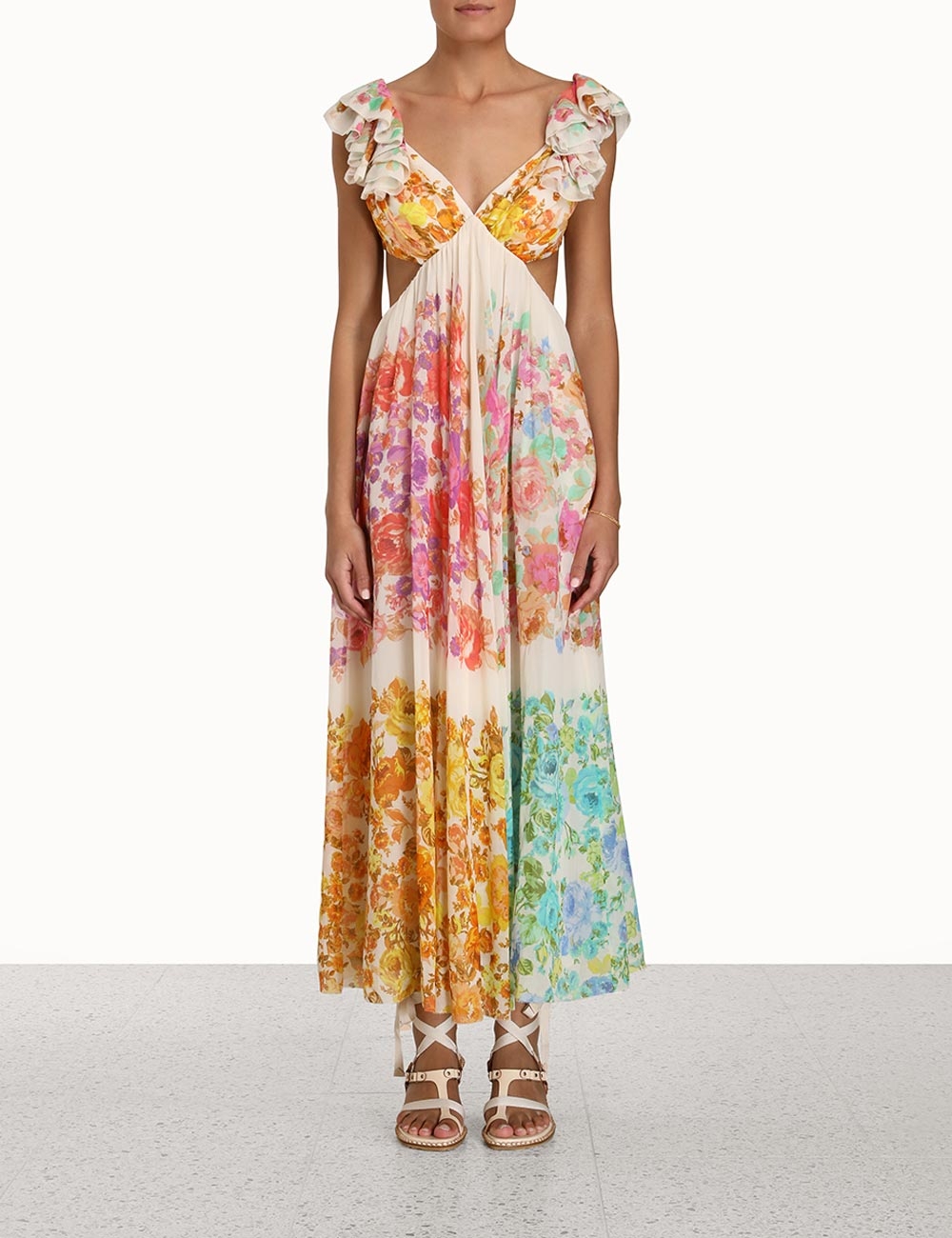 Raie Frill Shoulder Midi Dress