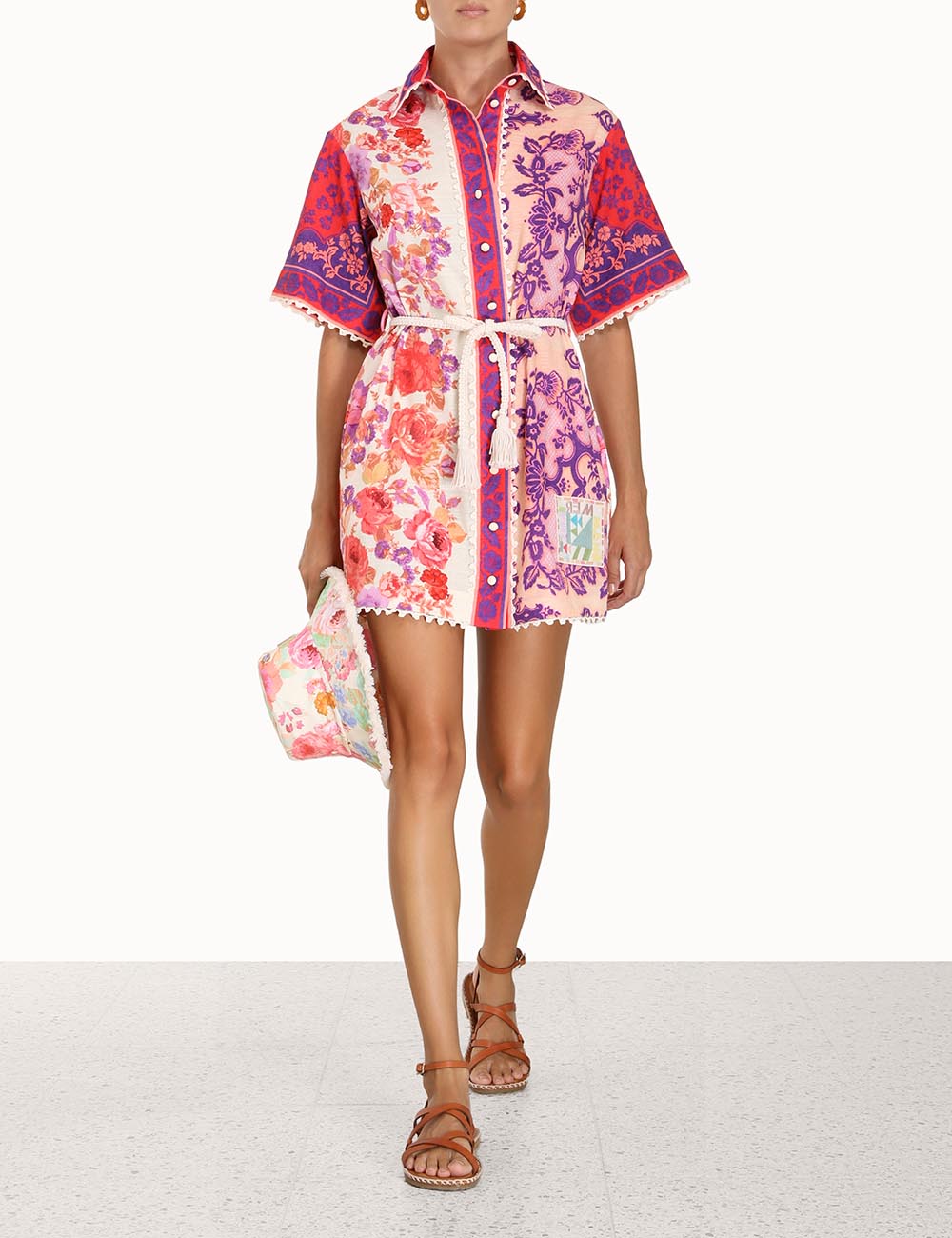 Raie Trimmed Shirt Dress