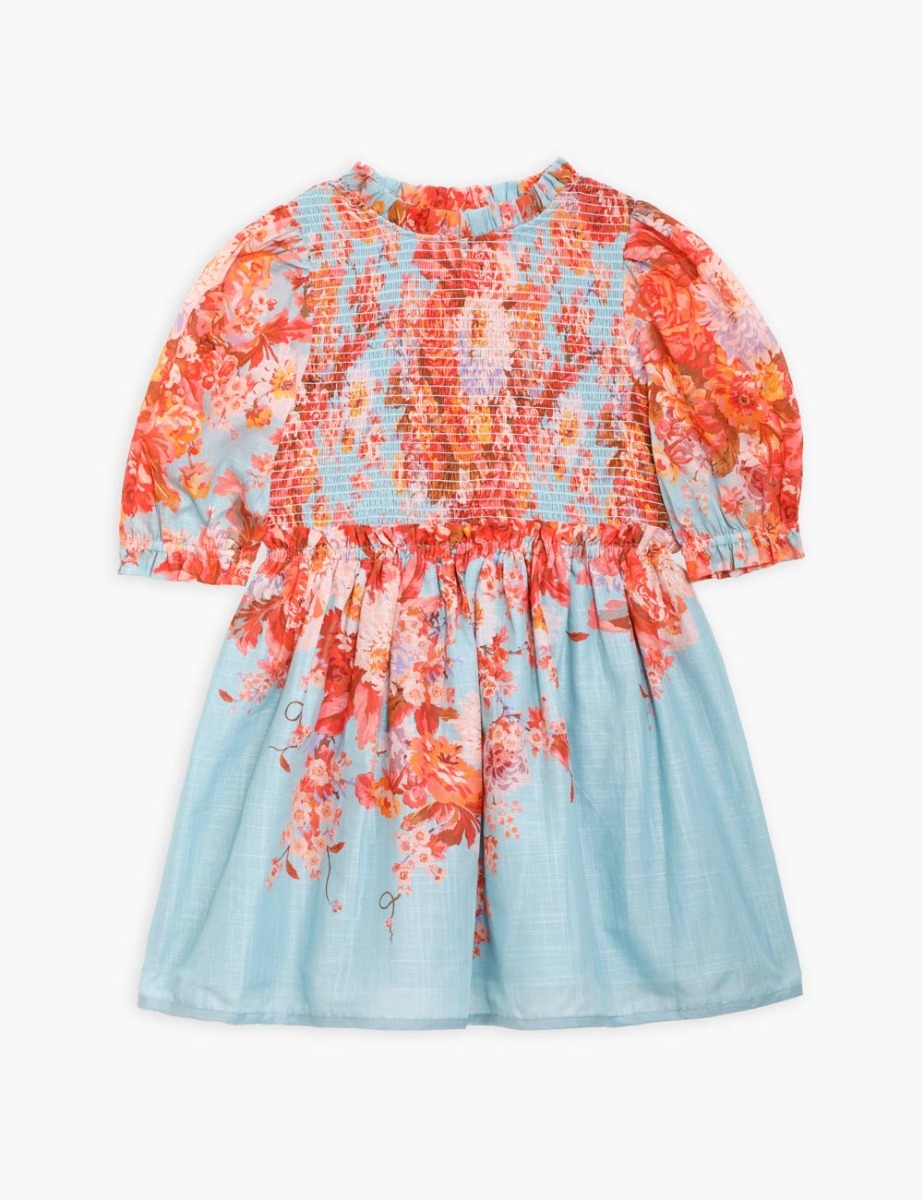 Devi Puff Sleeve Shirred Dress