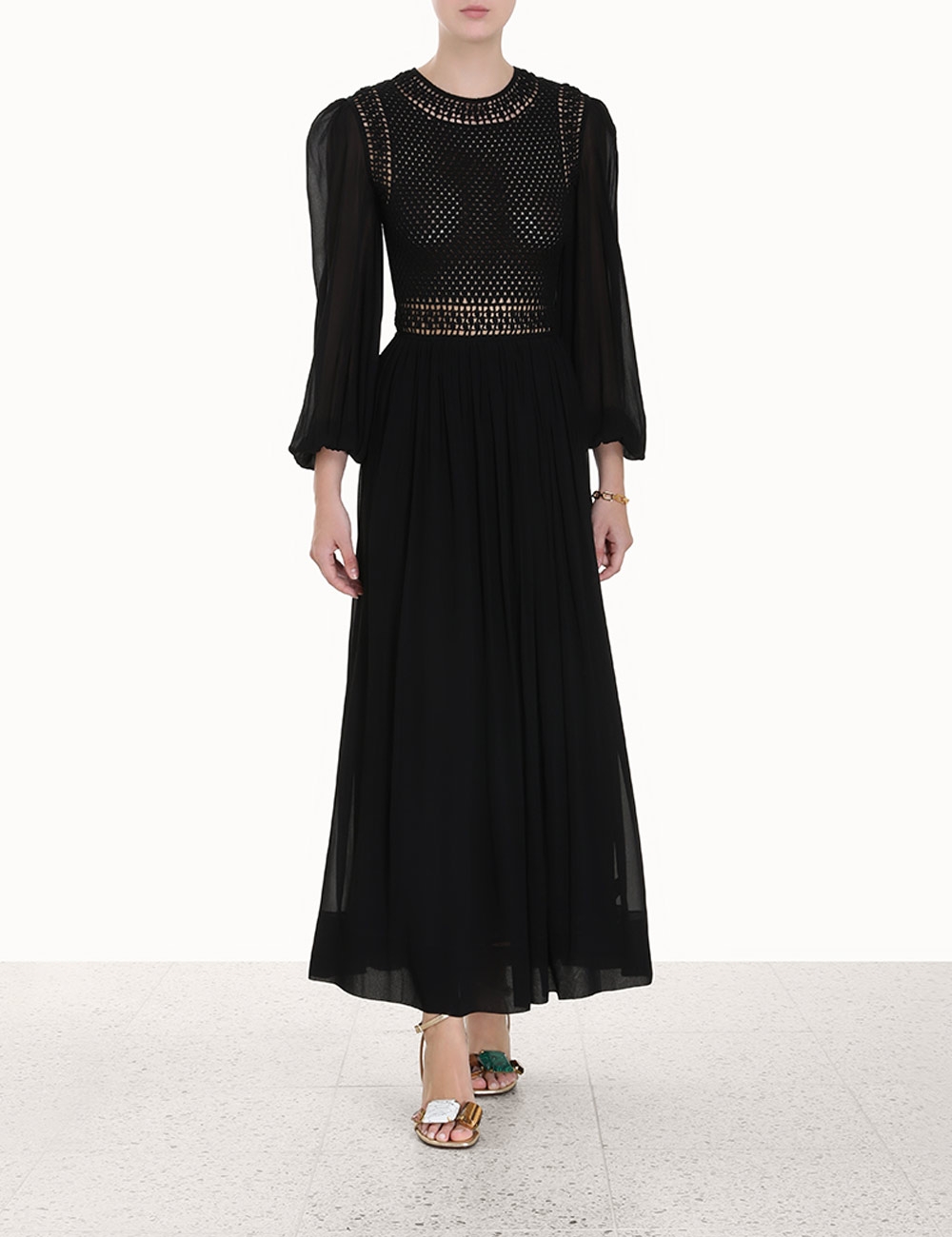 Luminosity Crochet Bodice Midi Black Online | Zimmermann