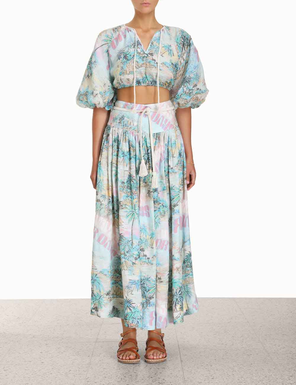 Vacay Puff Sleeve Crop Top