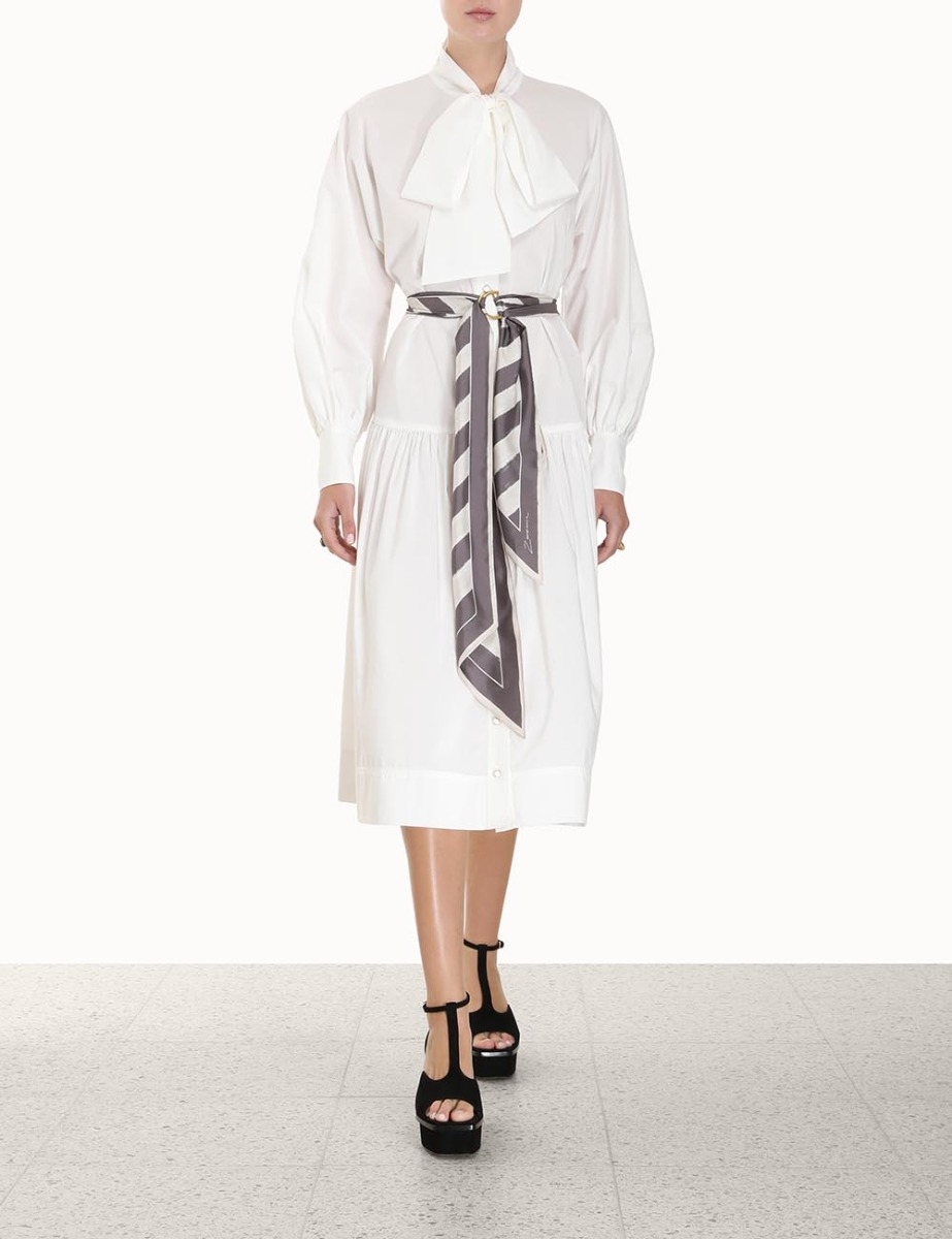 Lyrical Scarf Tie Shirt Dress