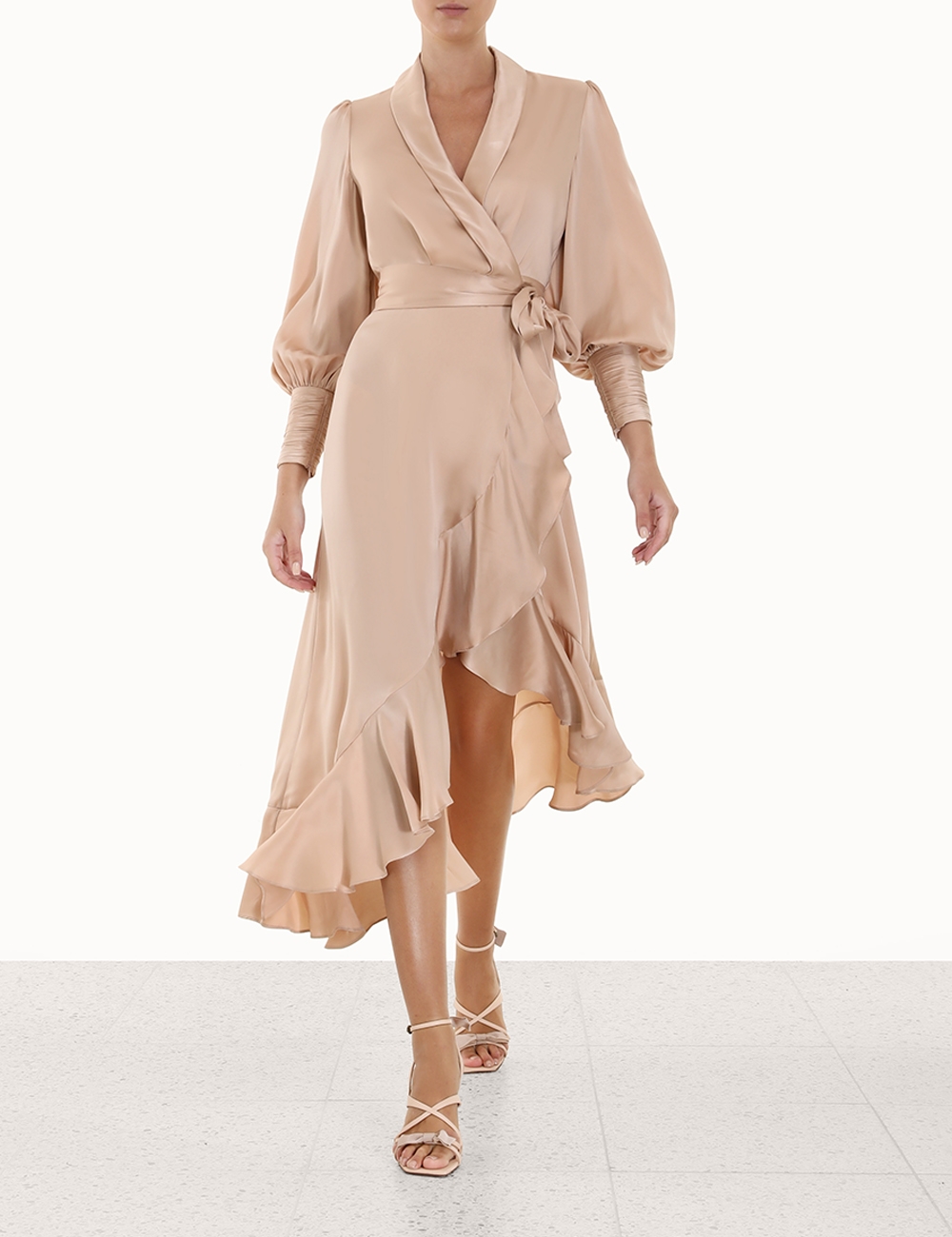 Silk Wrap Midi Dress Crème Online | Zimmermann