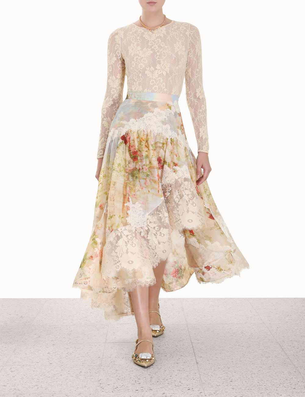 Luminosity Lace Spliced Skirt