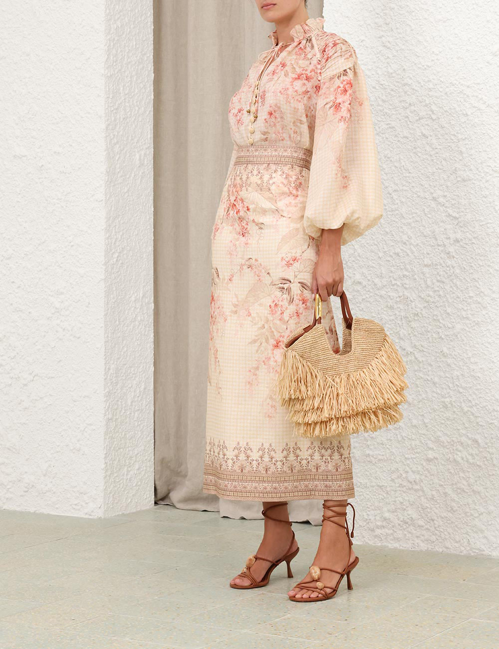 Illuminate Billow Blouse Coral Floral Online | Zimmermann