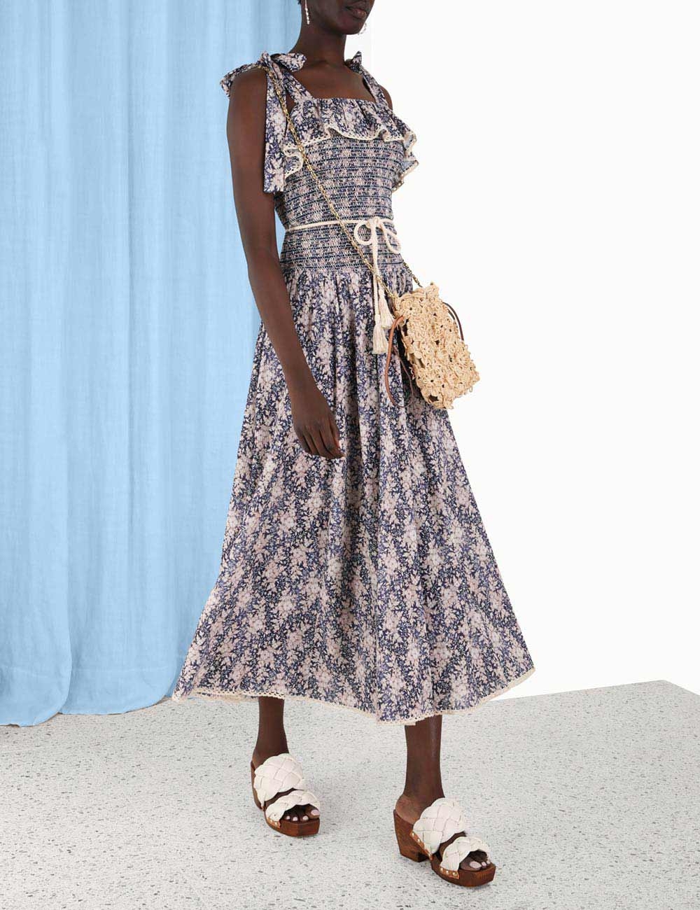 Vitali Shirred Midi Dress