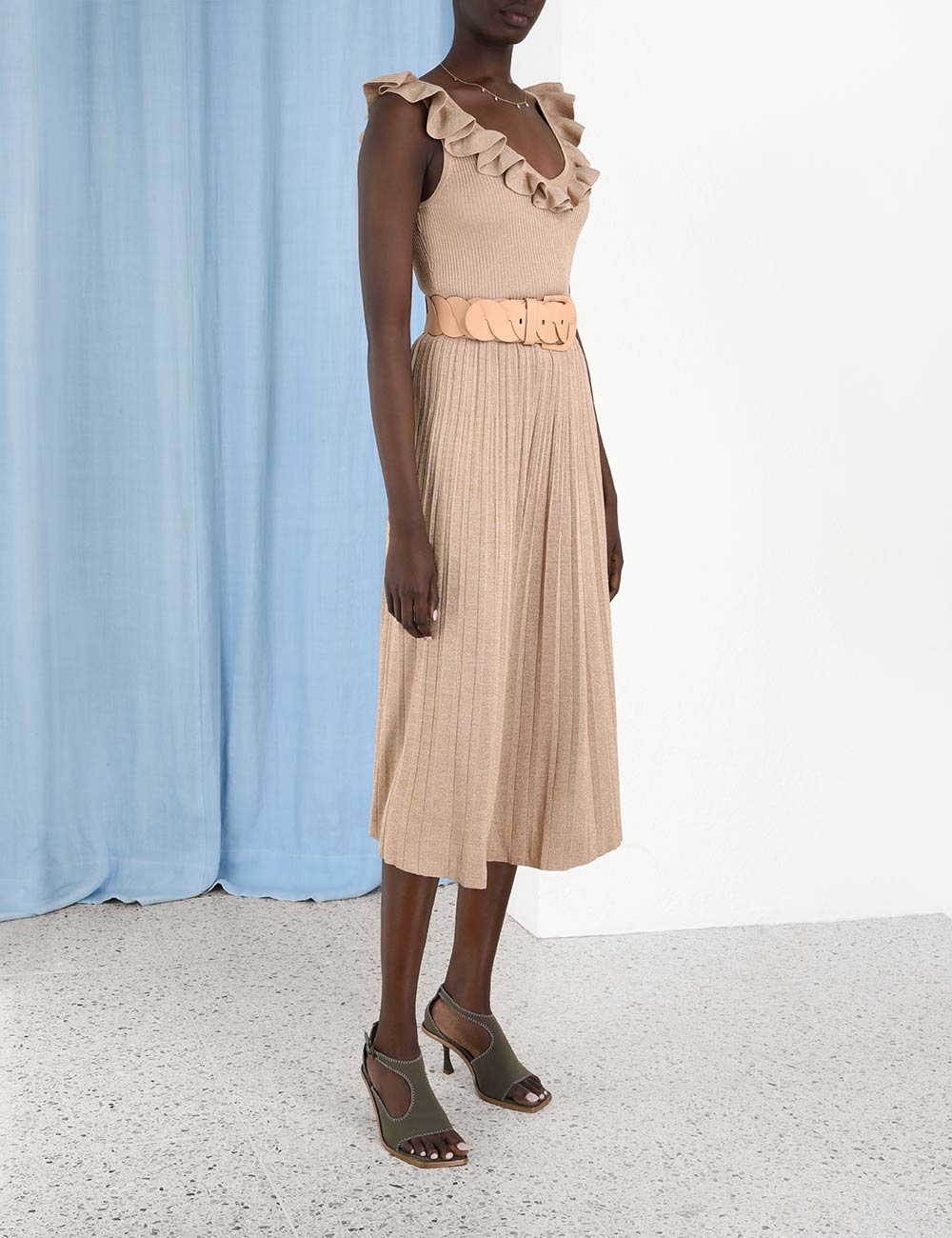 Clover Lurex Rib Midi Skirt