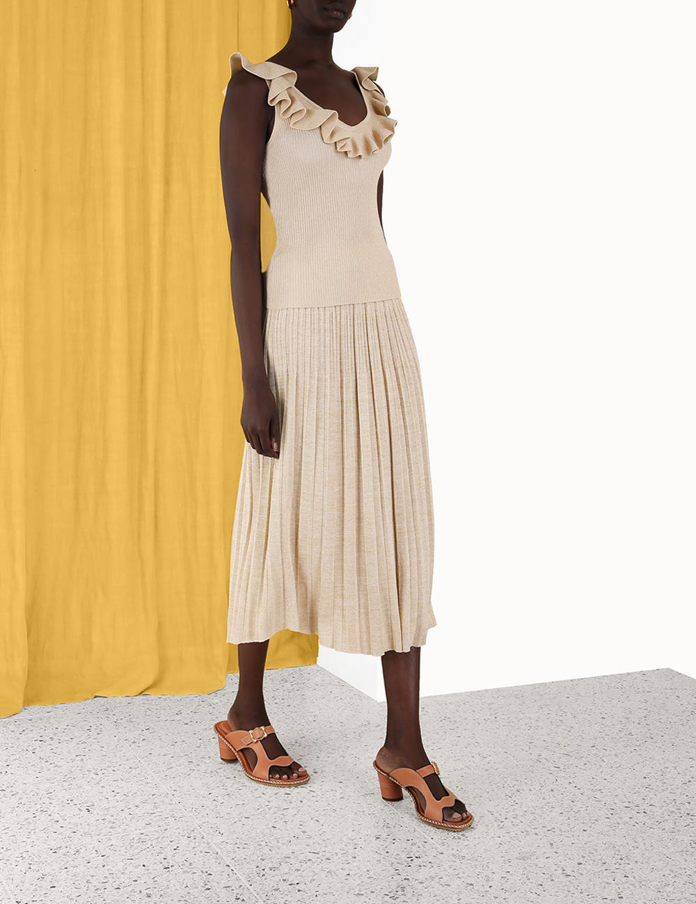 Devi Lurex Rib Midi Skirt