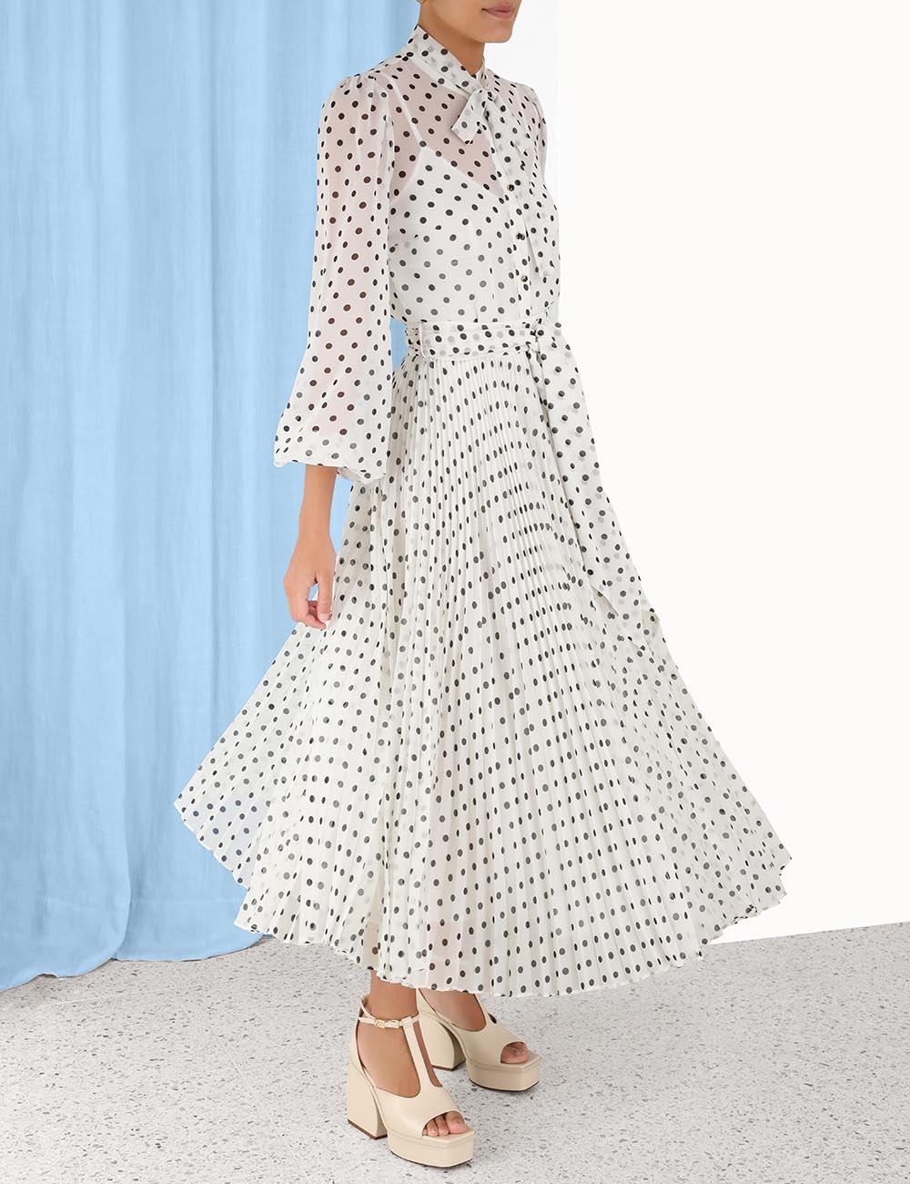 Pleated Sunray Midi Skirt