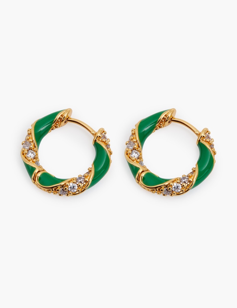 Candy Stripe Pave Hoops