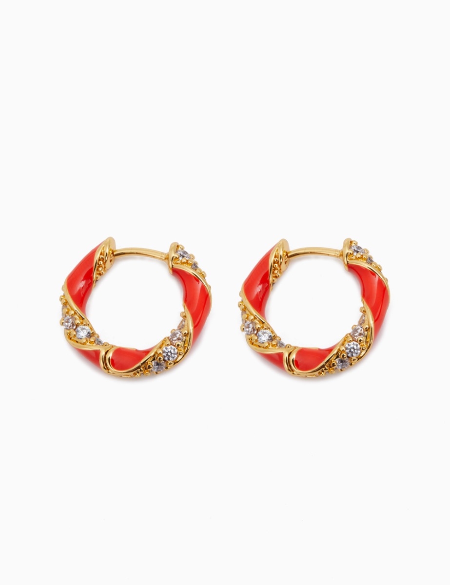 Candy Stripe Pave Hoops