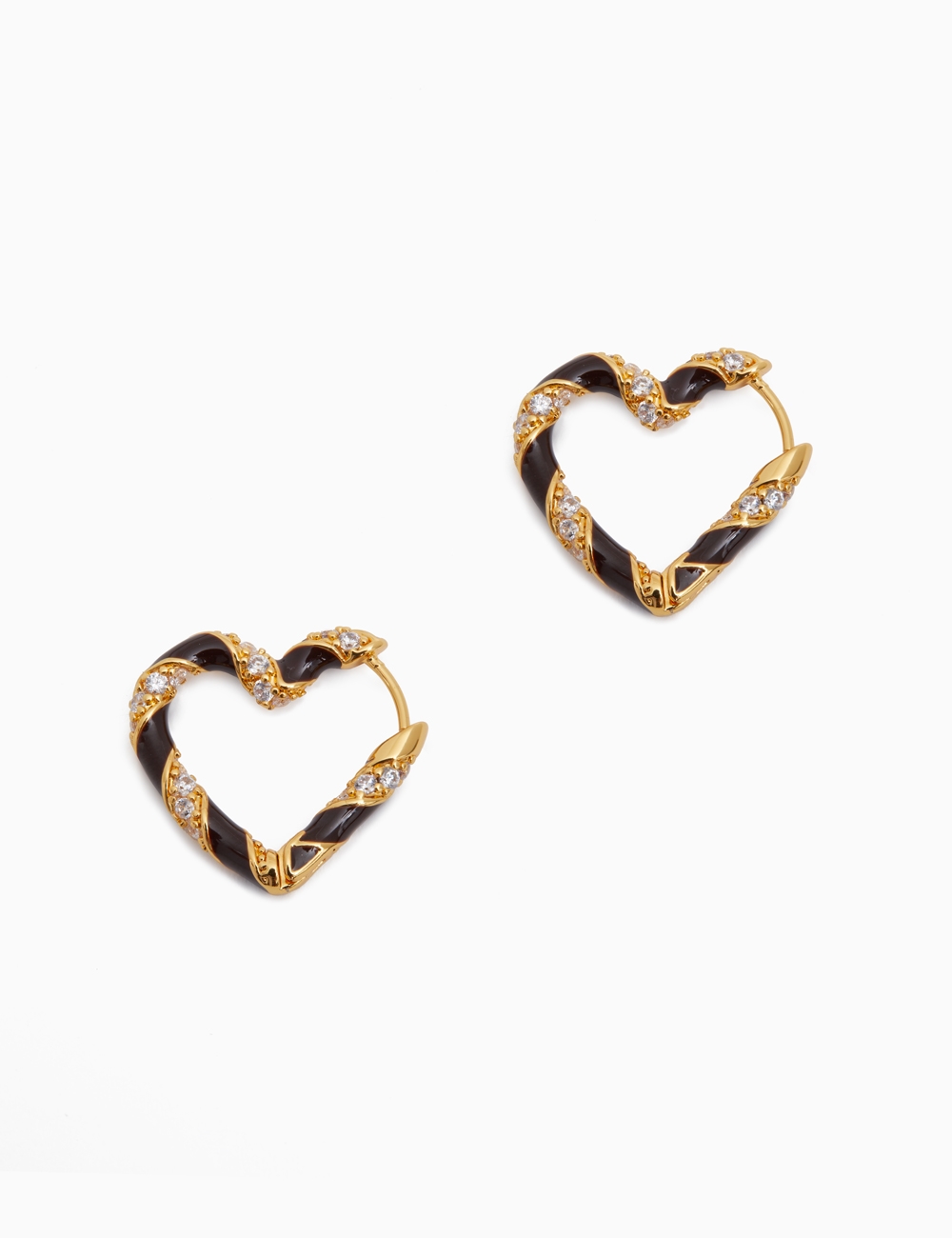 Candy Stripe Pave Heart Hoops
