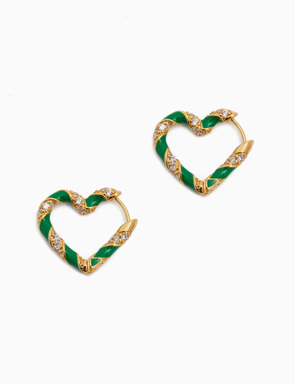 Candy Stripe Pave Heart Hoops