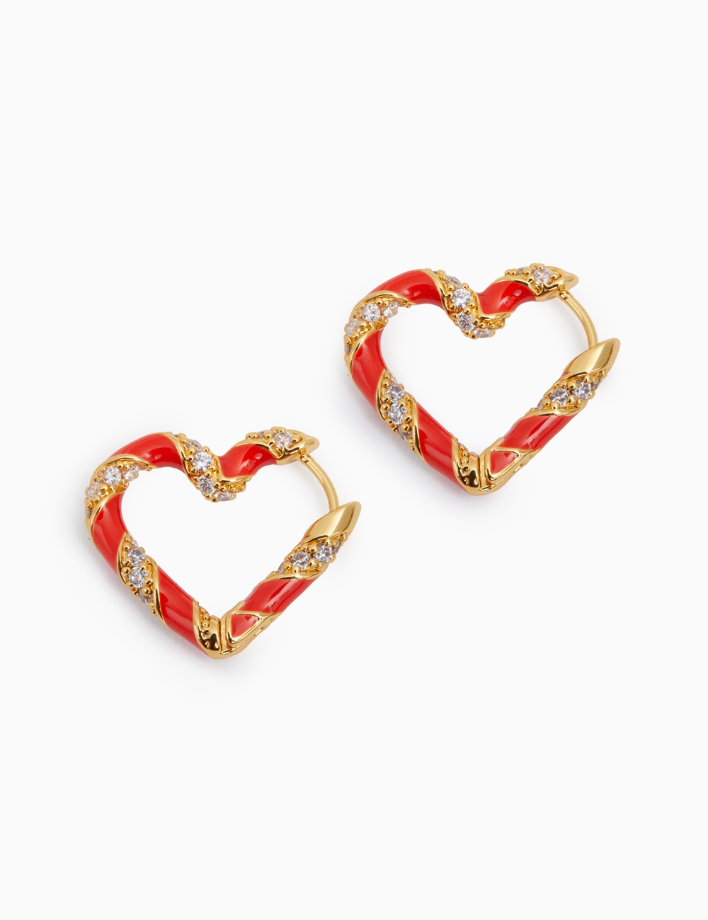 Candy Stripe Pave Heart Hoops