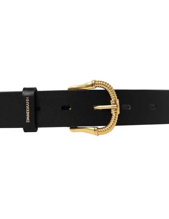 Twisted Buckle Leather Belt 30