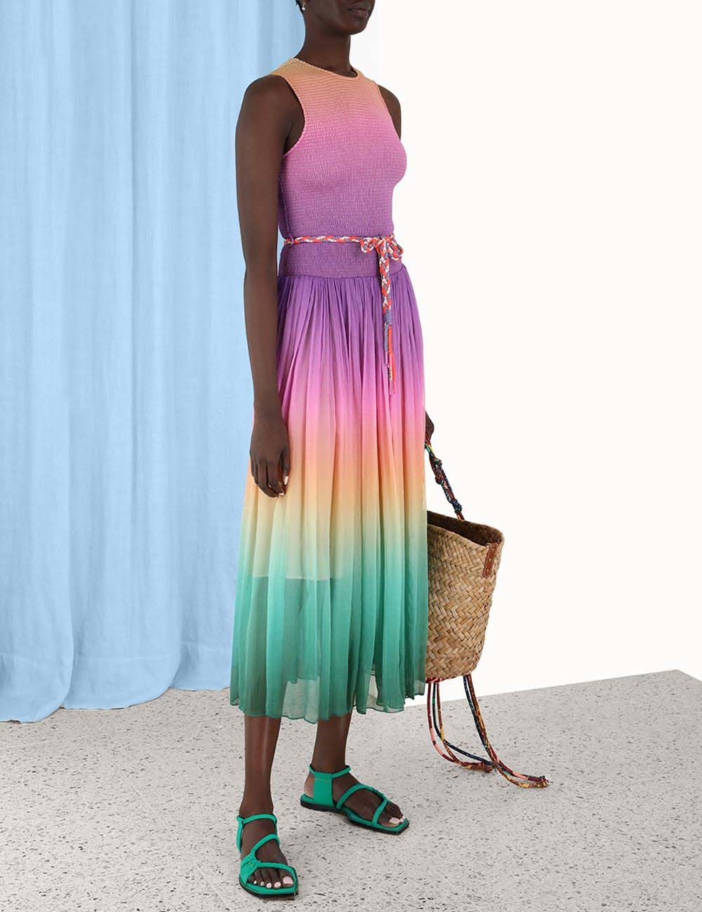 Cira Shirred Midi Dress 