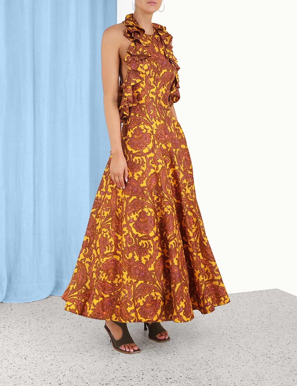 Tiggy Dress Yellow/Peach Paisley Online Zimmermann