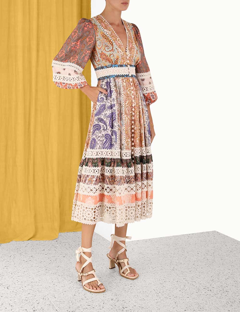 Devi Spliced Midi Dress