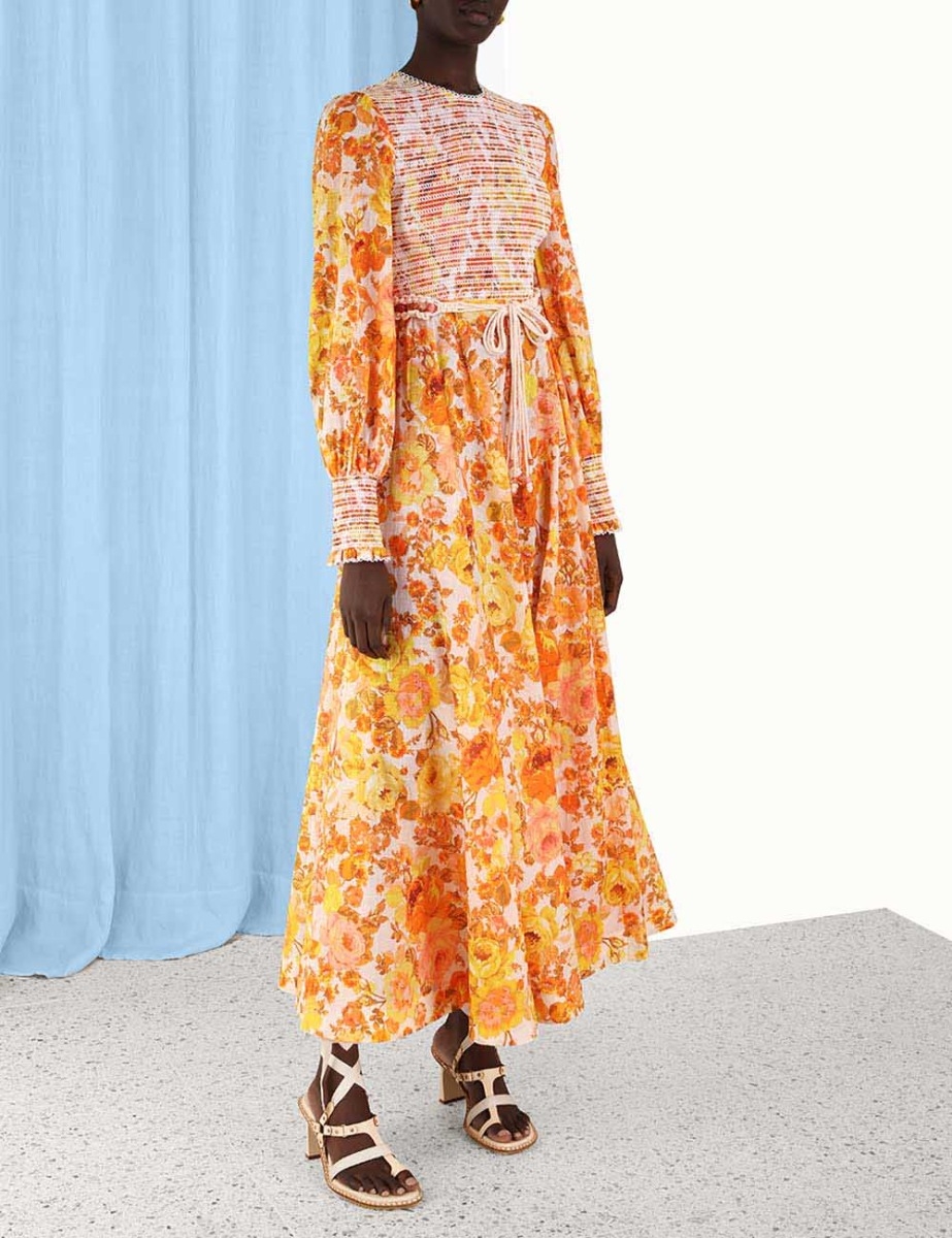 Raie Smocked Bodice Midi Dress