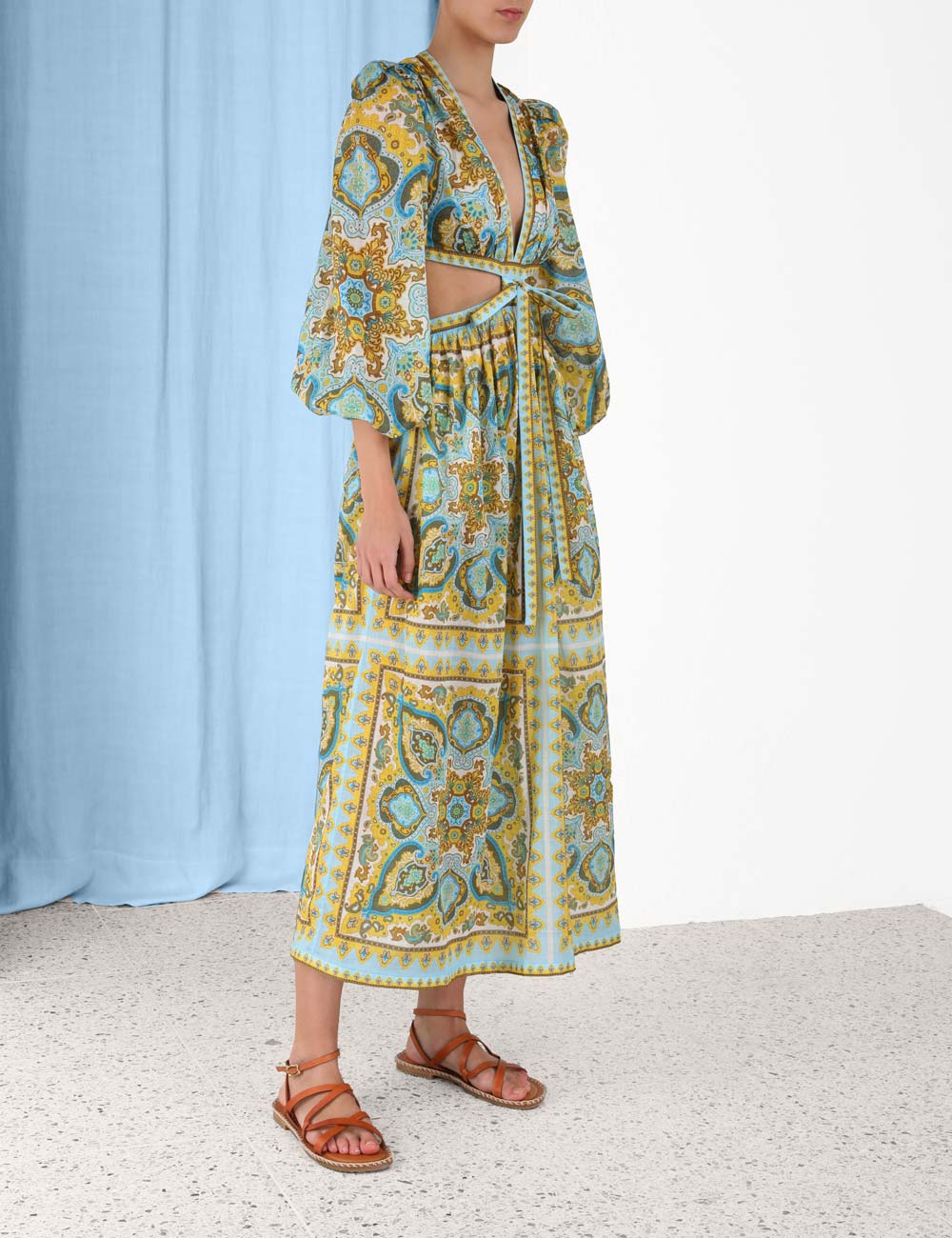 Halcyon Tie Front Midi Dress