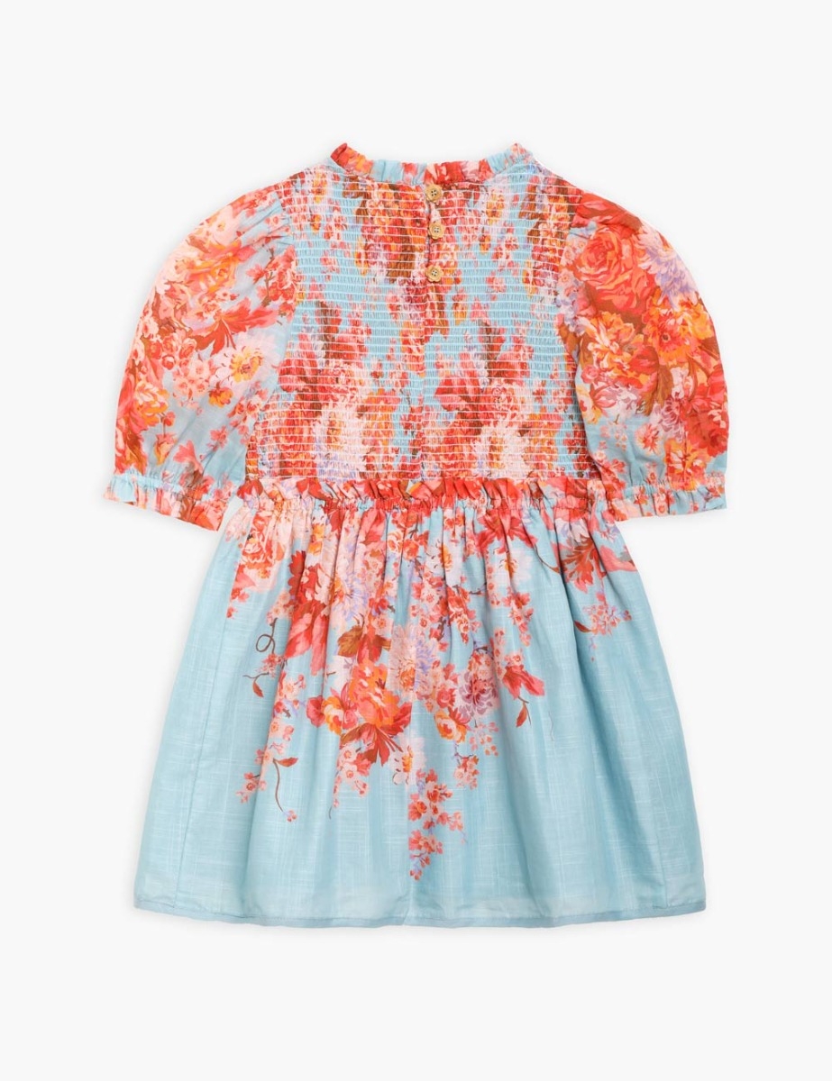Devi Puff Sleeve Shirred Dress