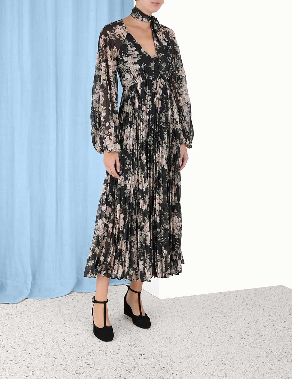 Sunray Pleated Midi Dress