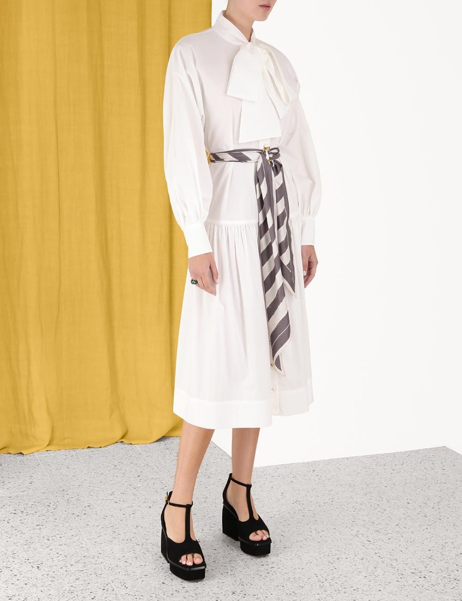 Lyrical Scarf Tie Shirt Dress