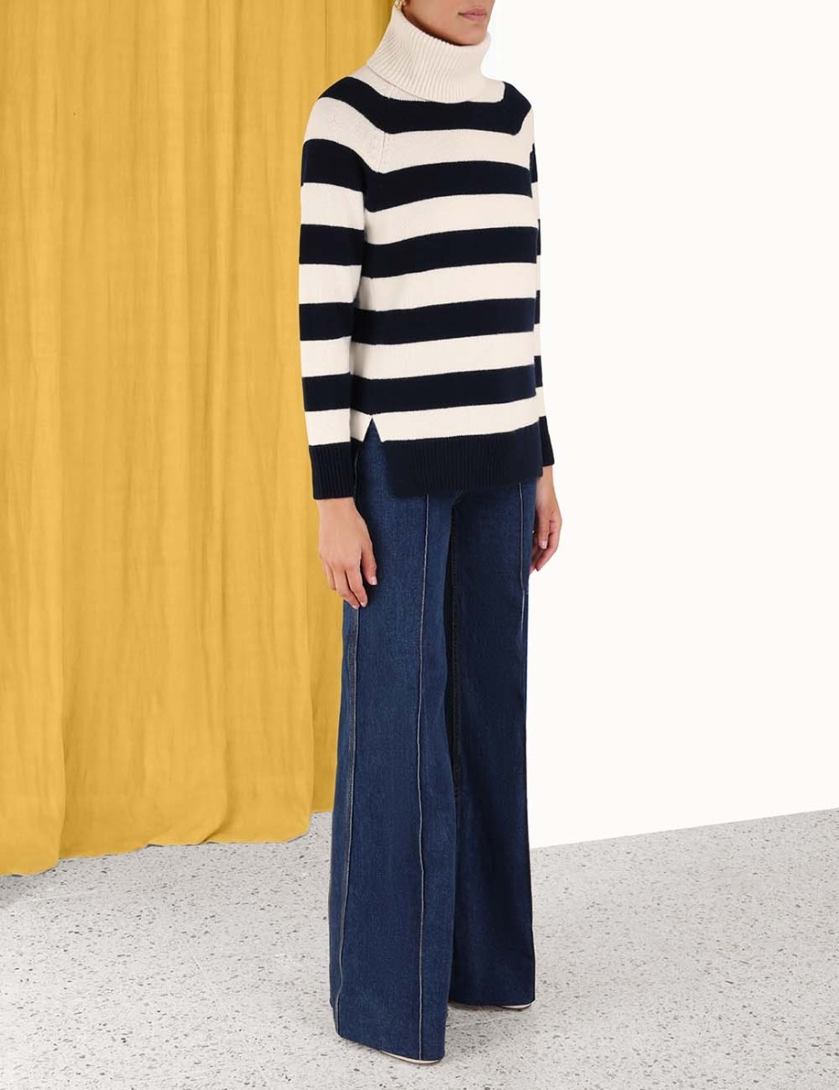 Striped Roll Neck Sweater