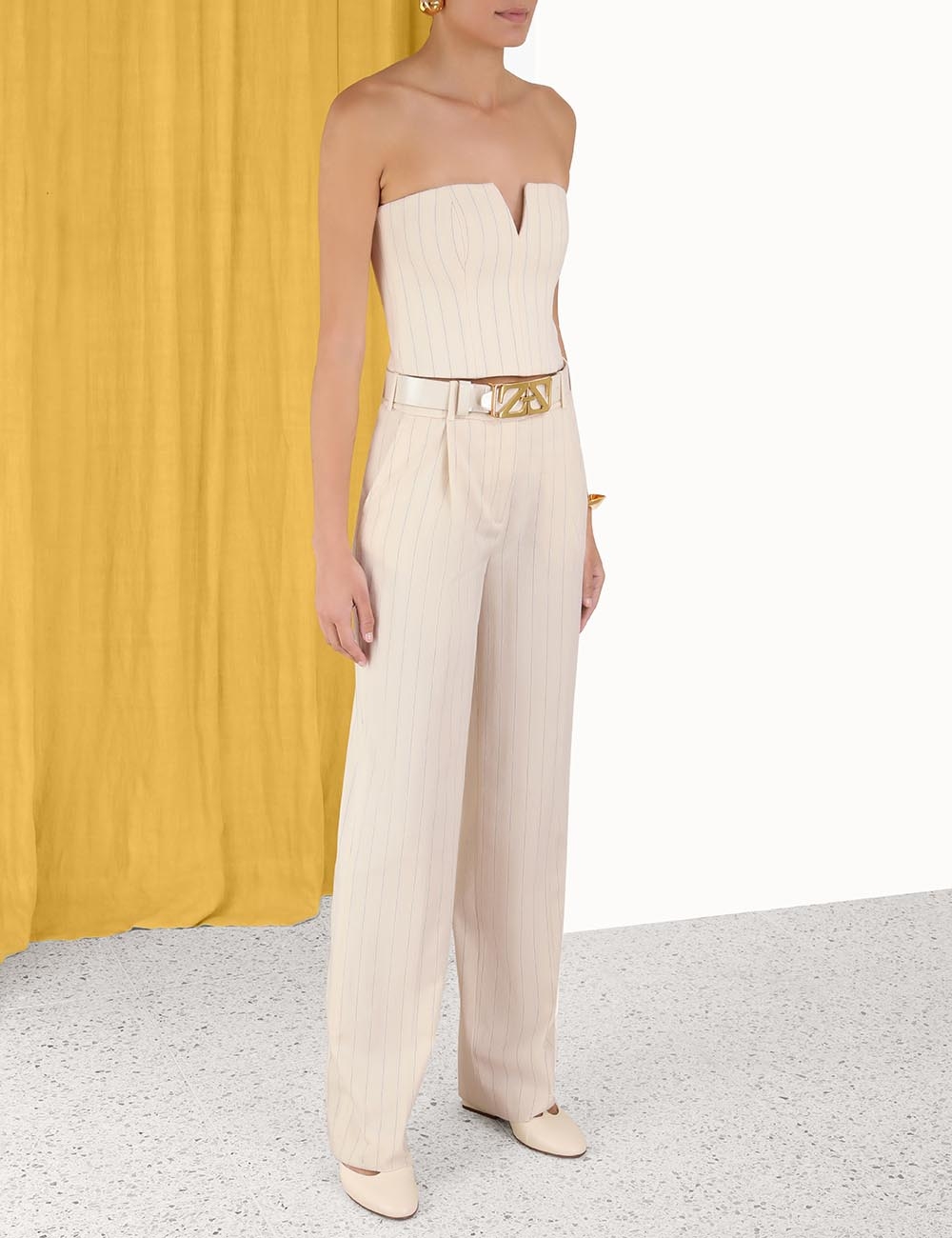 Luminosity Pleat Front Pant Cream Stripe Online | Zimmermann