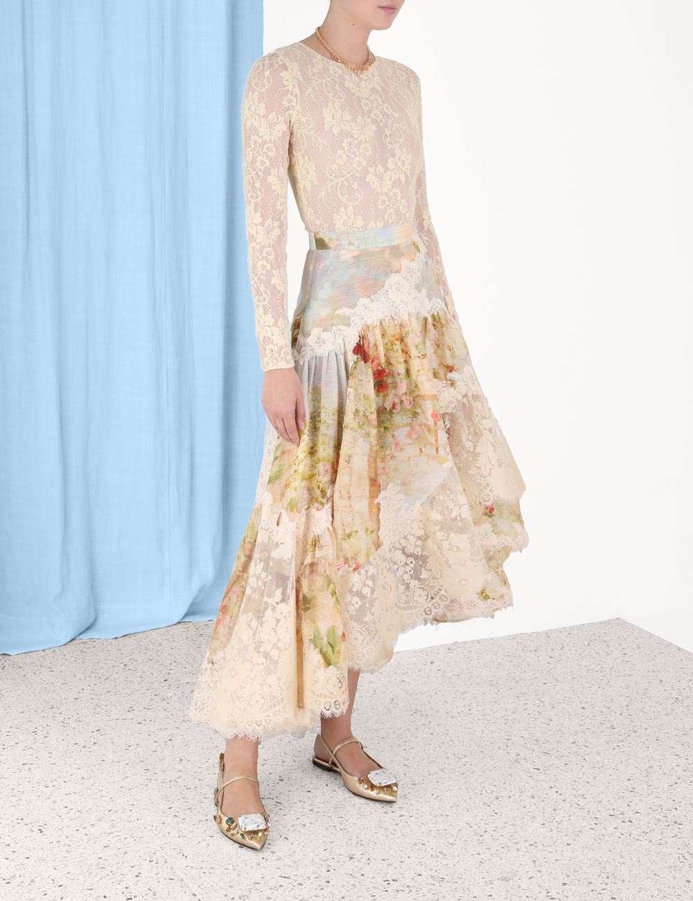 Luminosity Lace Spliced Skirt