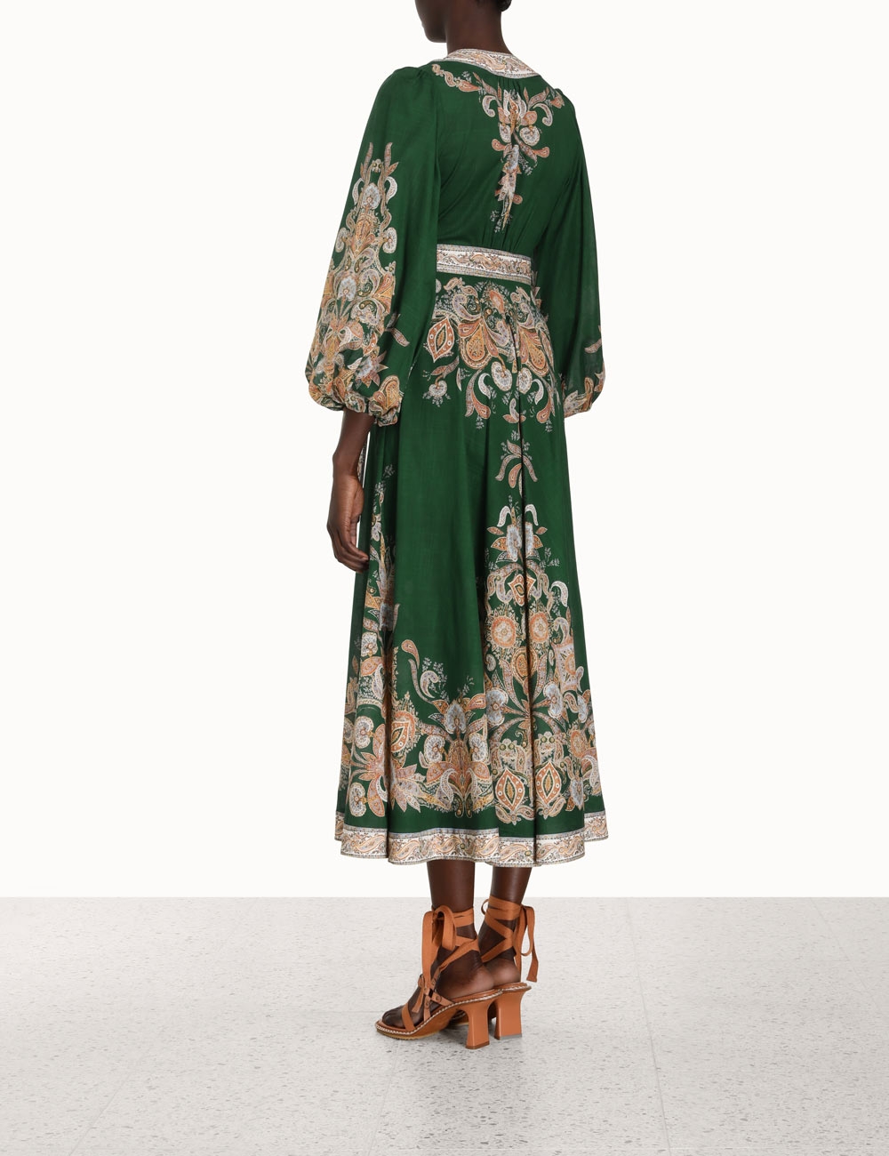 Devi Wrap Midi Dress Emerald / Paisley Online | Zimmermann