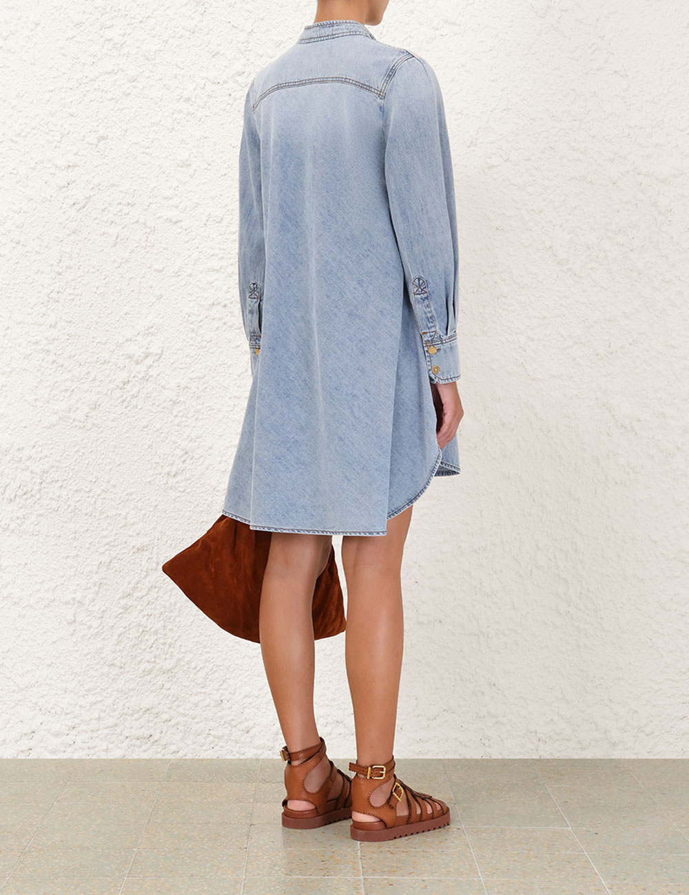 Scoop Denim Dress Sea Foam Online | Zimmermann