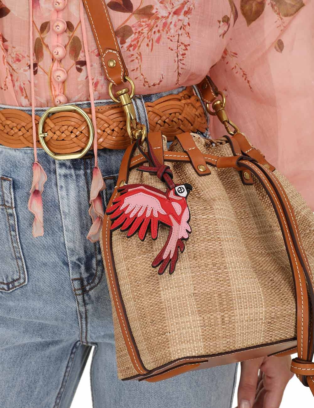 Leather Parrot Keycharm