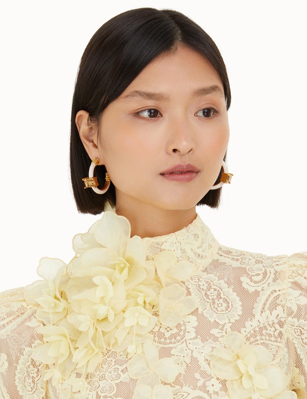 Enamel Crystal Hoop Earrings