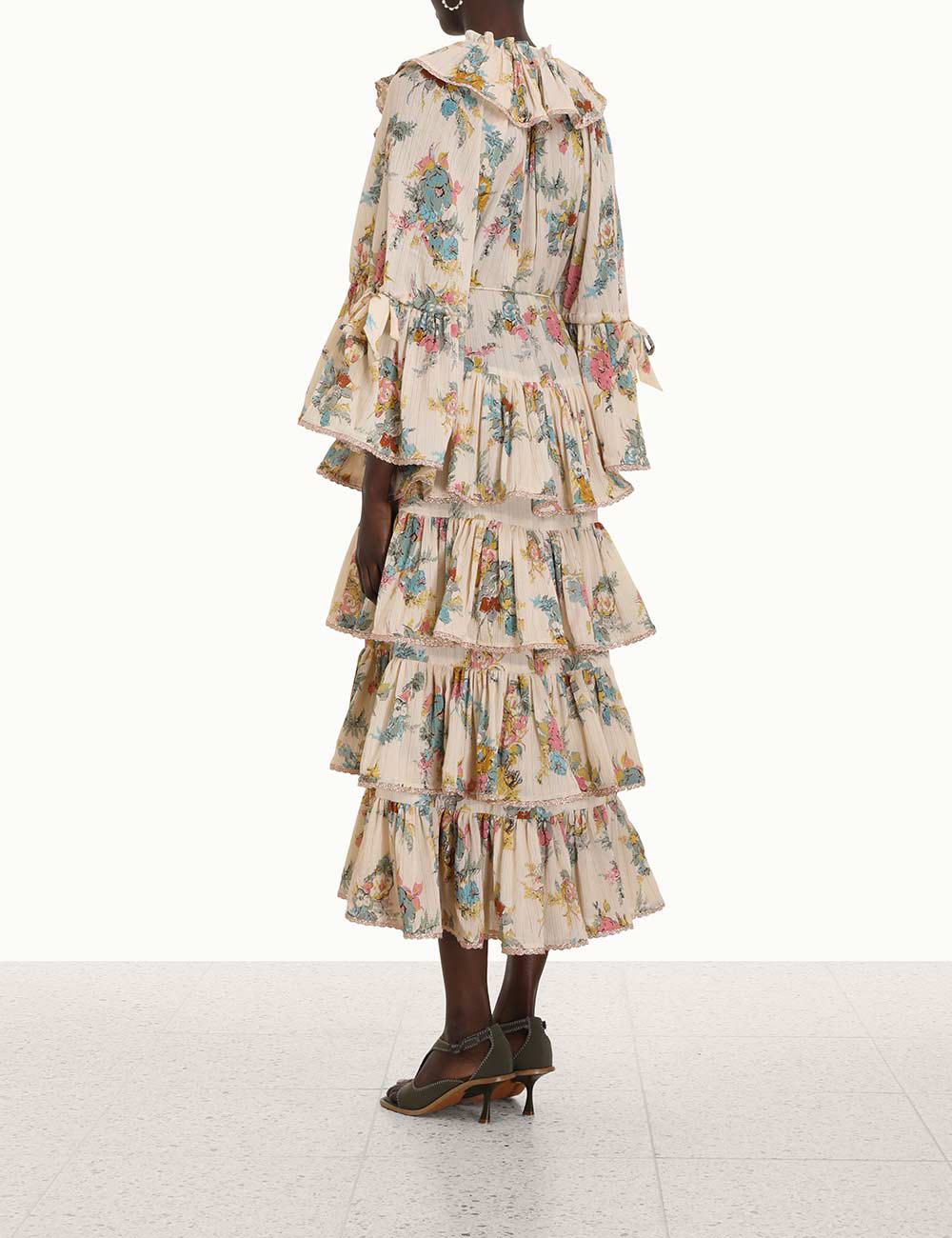 Clover Frill Tiered Midi Dress