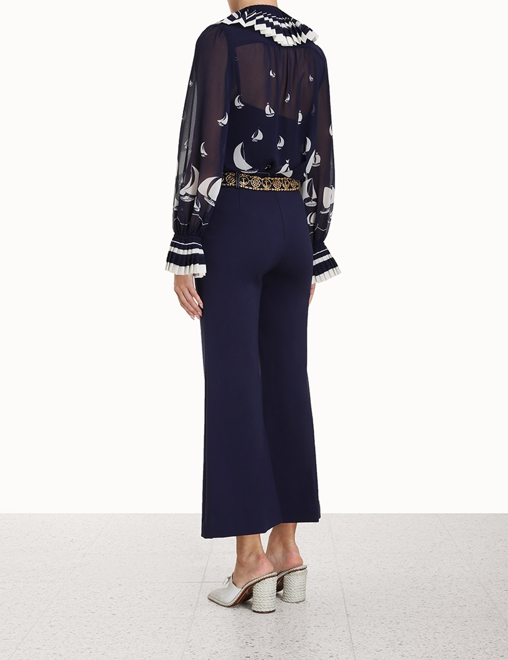 Pleated Tie Neck Blouse