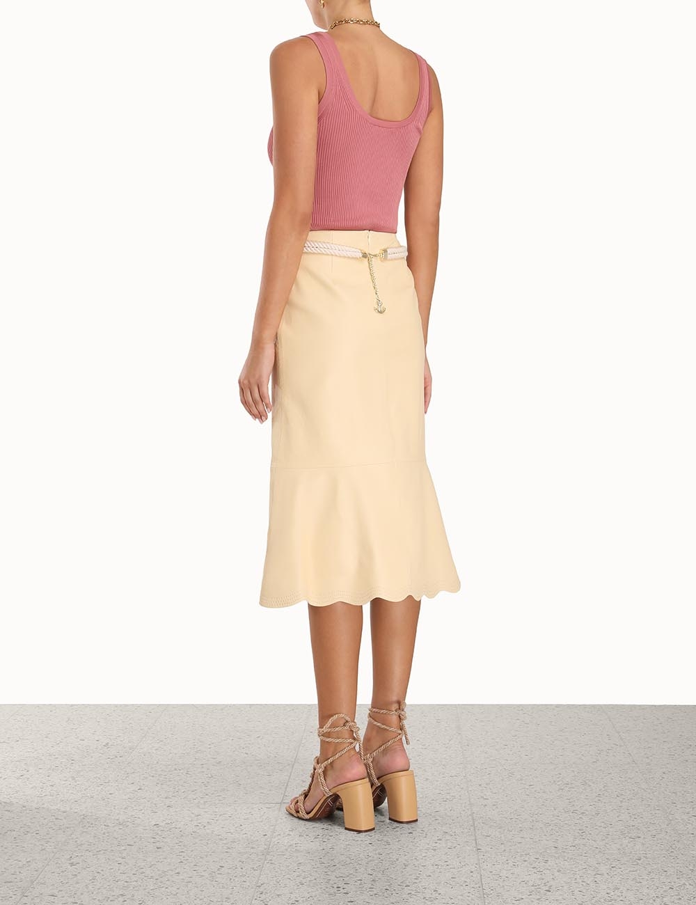 High Tide Leather Midi Skirt
