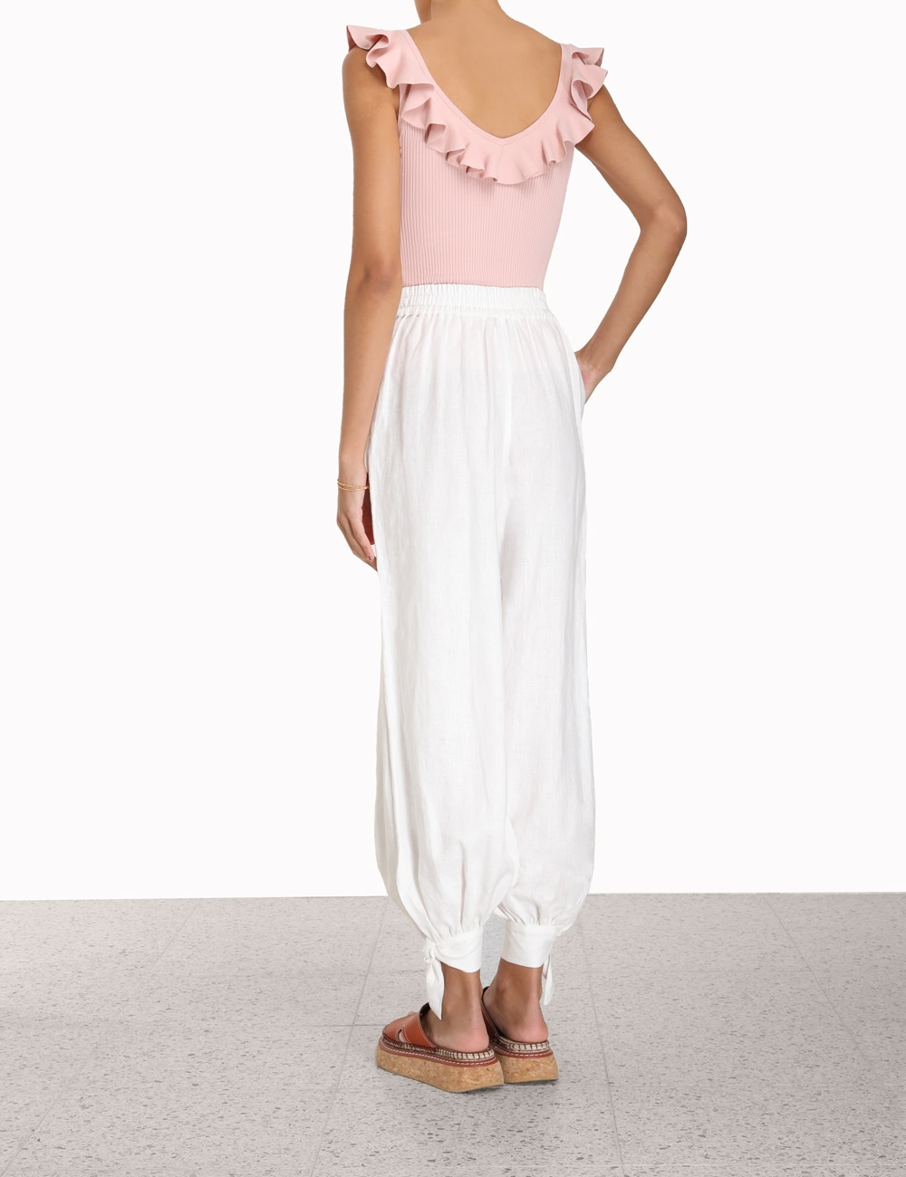 Chintz V-Neck Frill Tank