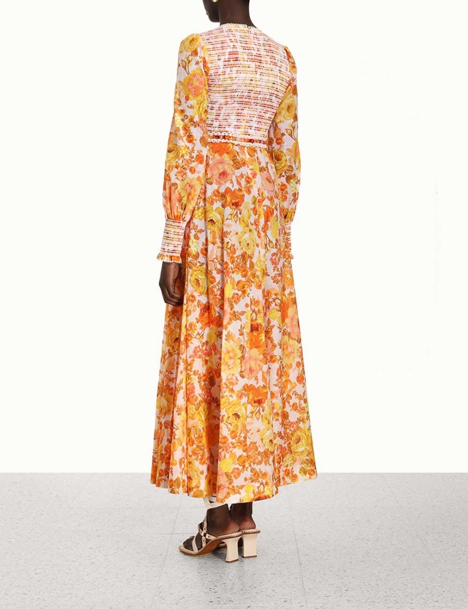 Raie Smocked Bodice Midi Dress