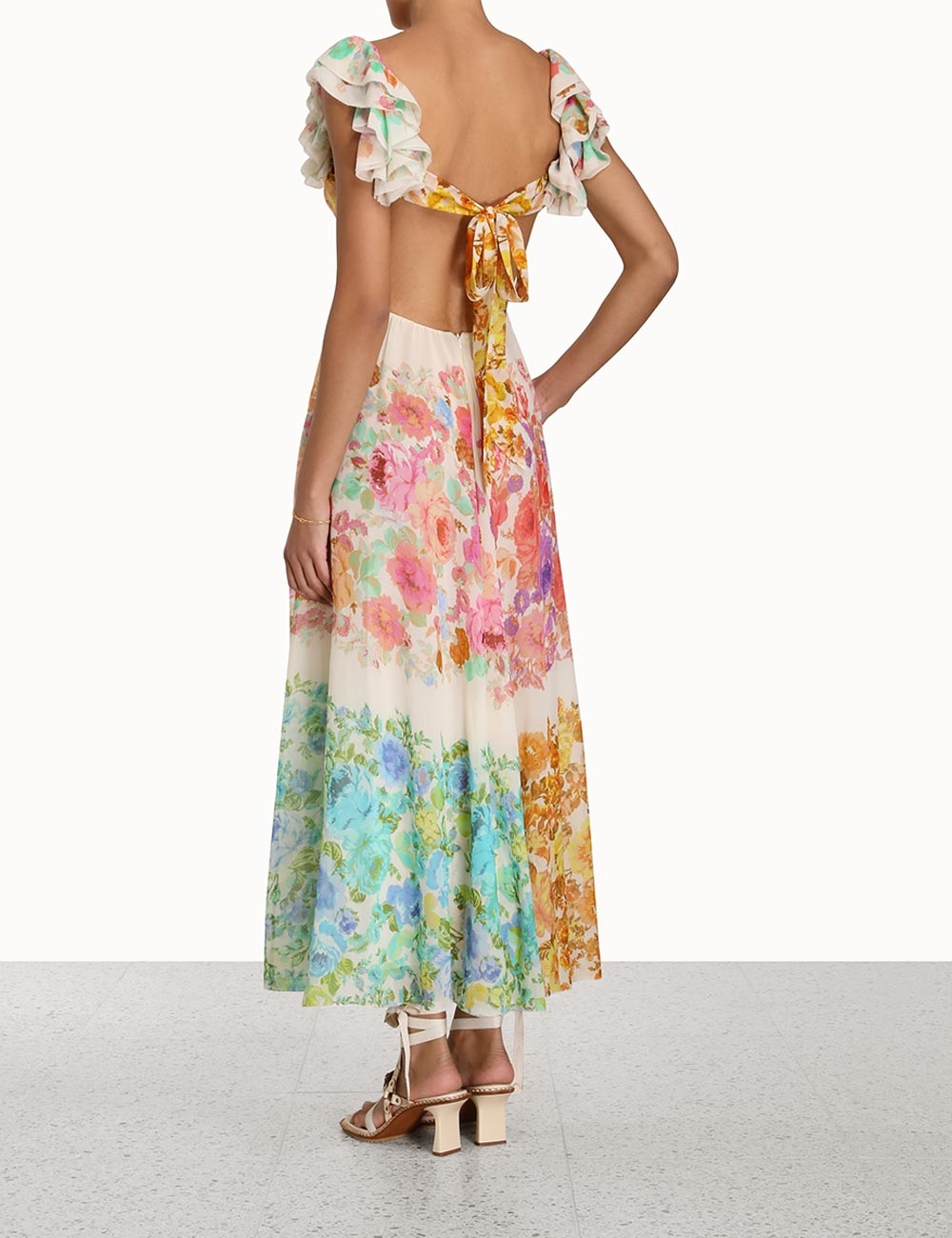 Raie Frill Shoulder Midi Dress