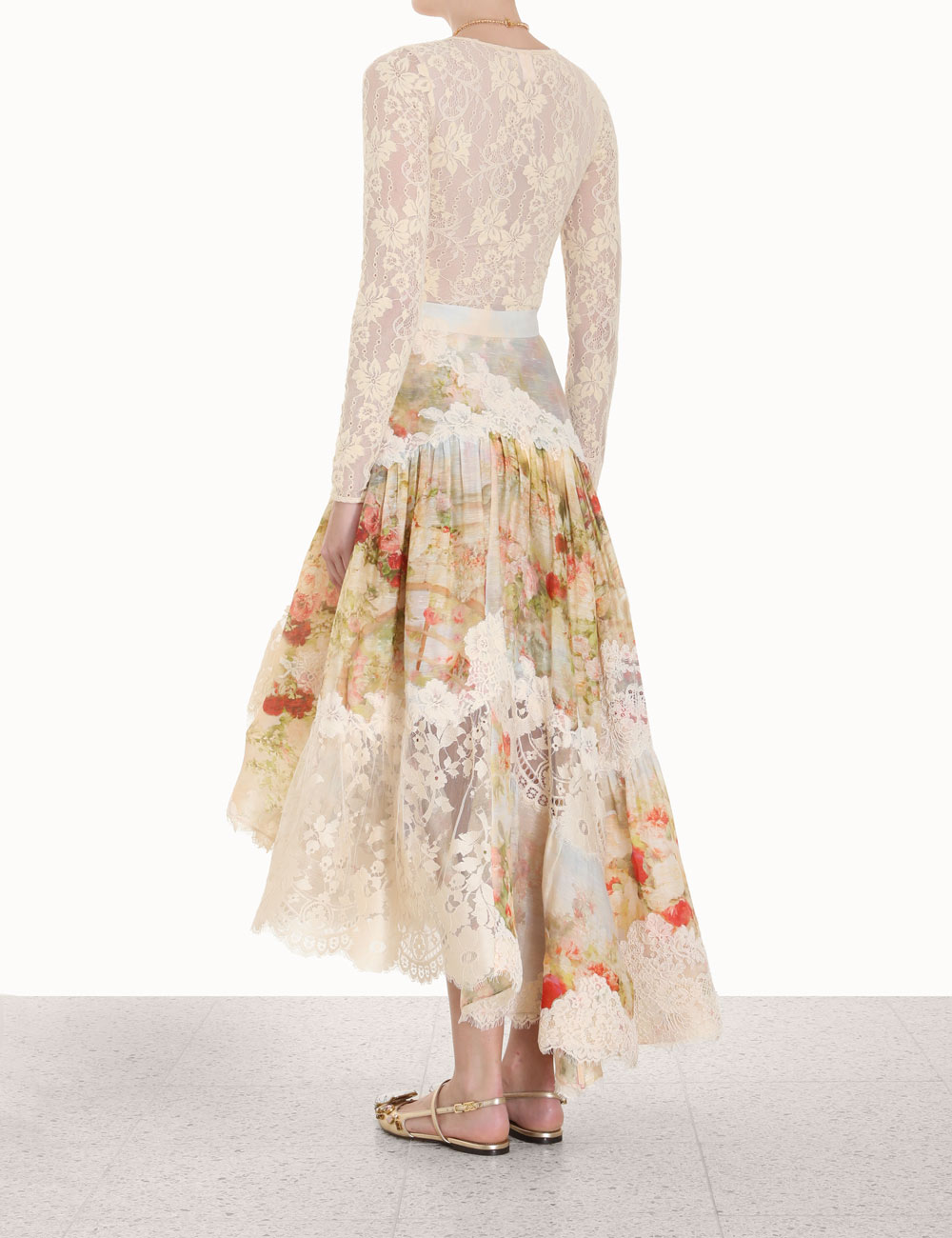Luminosity Lace Spliced Skirt