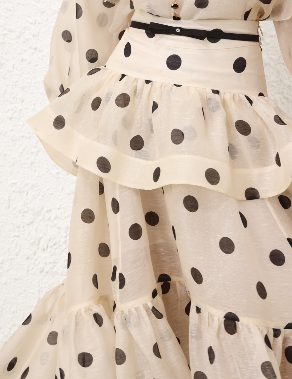 Crush High-Low Tiered Skirt Cream/Black Dot Online | Zimmermann