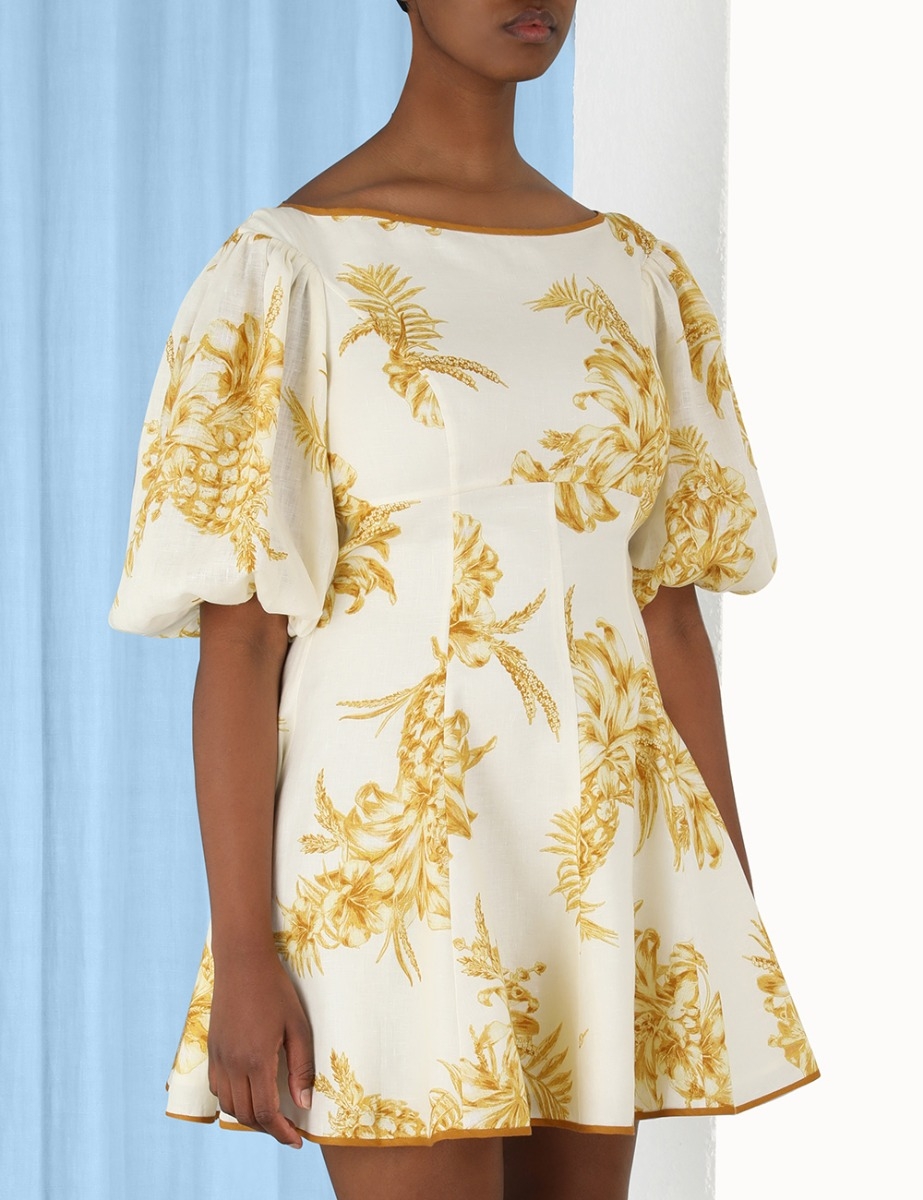 Empire Mini Dress Cream/Gold Online ...