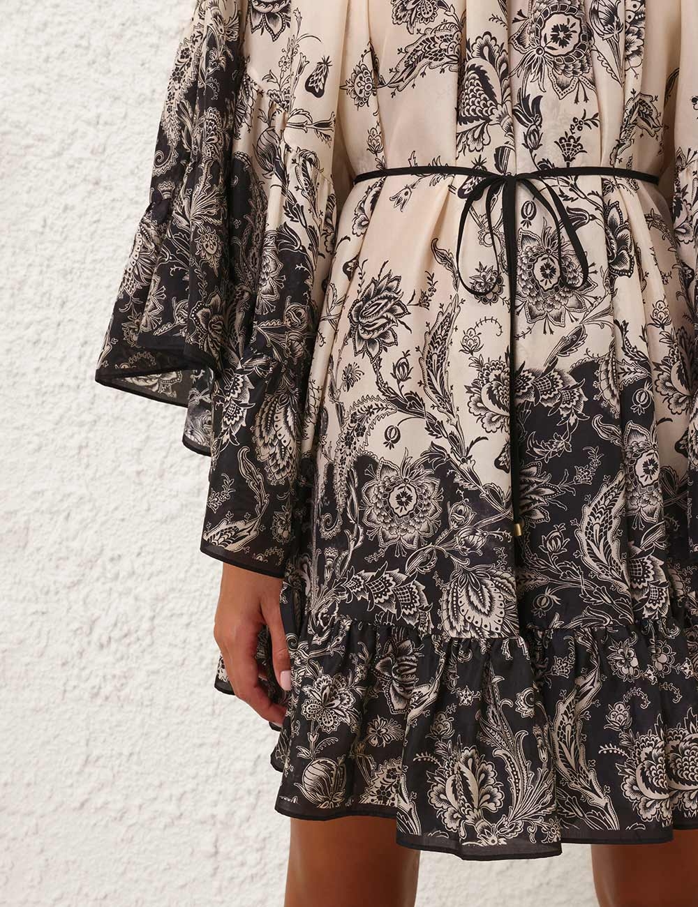 Rhiannon Lantern Mini Dress Cream/Black Floral Online