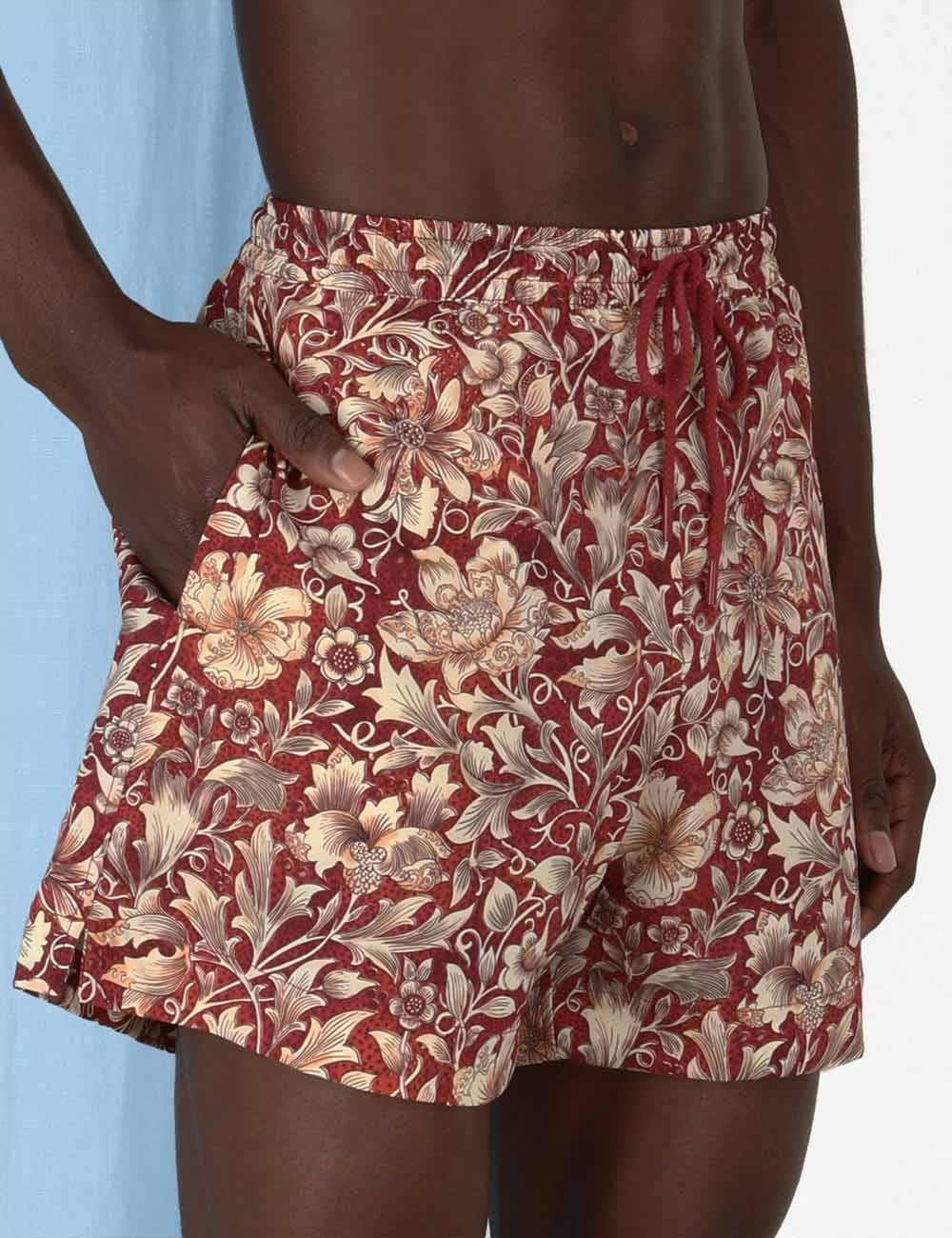 Chintz Mens Boardshort Short Rust Floral Online | Zimmermann