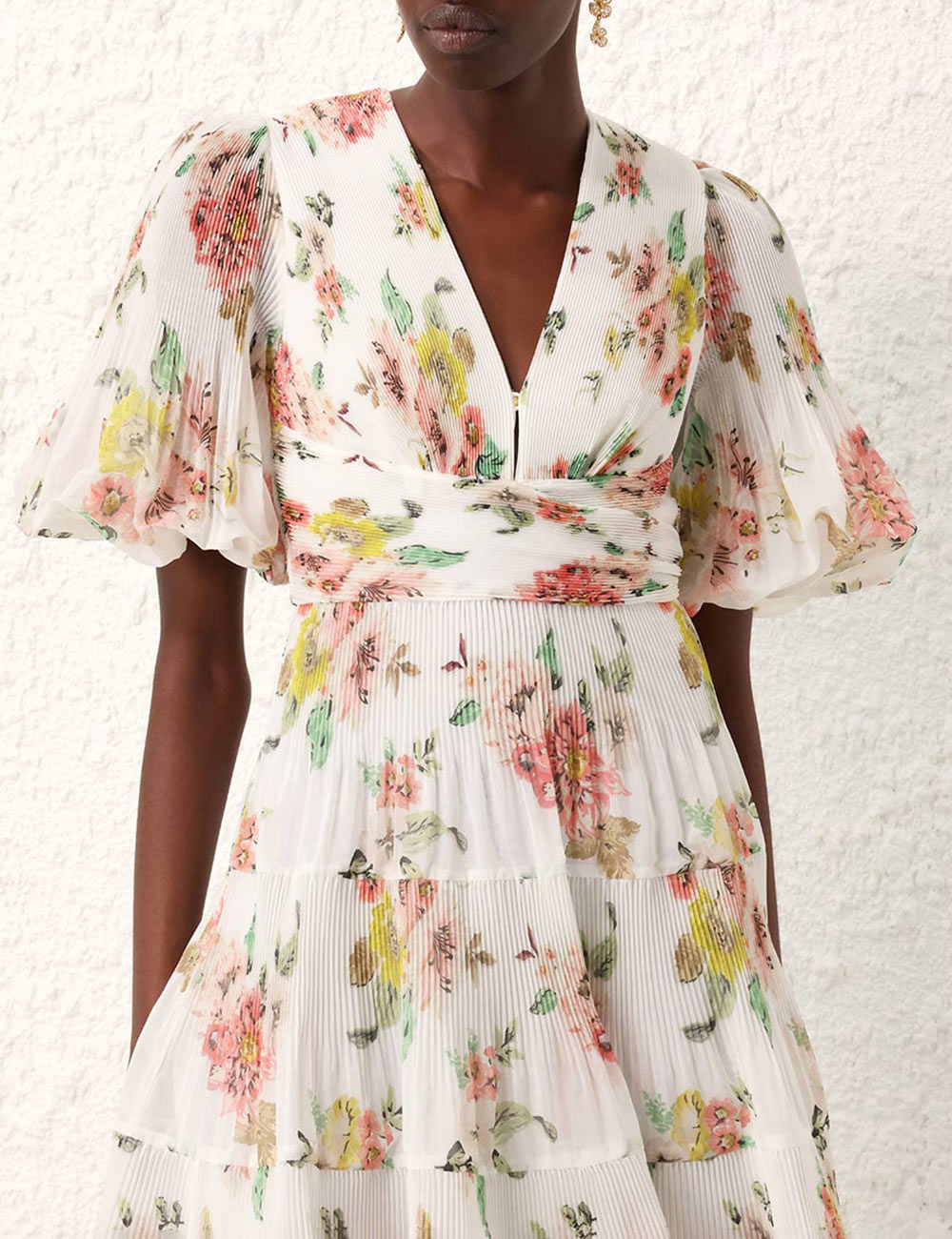 Coral pleated best sale midi dress