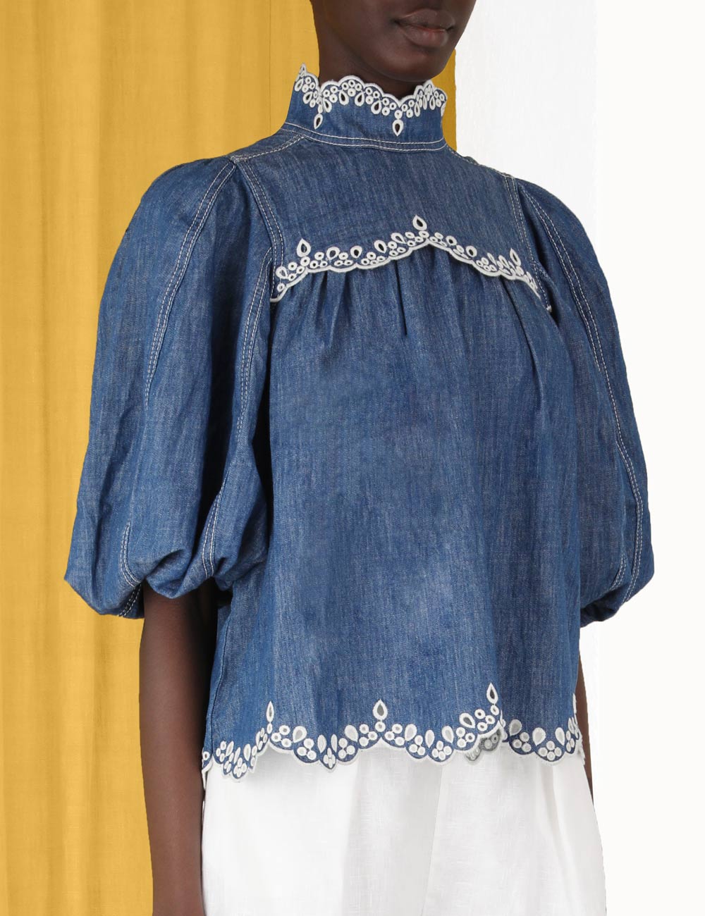 Laurel Scallop Denim Blouse