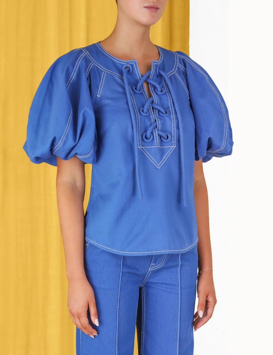 High Tide Denim Tie up Blouse 